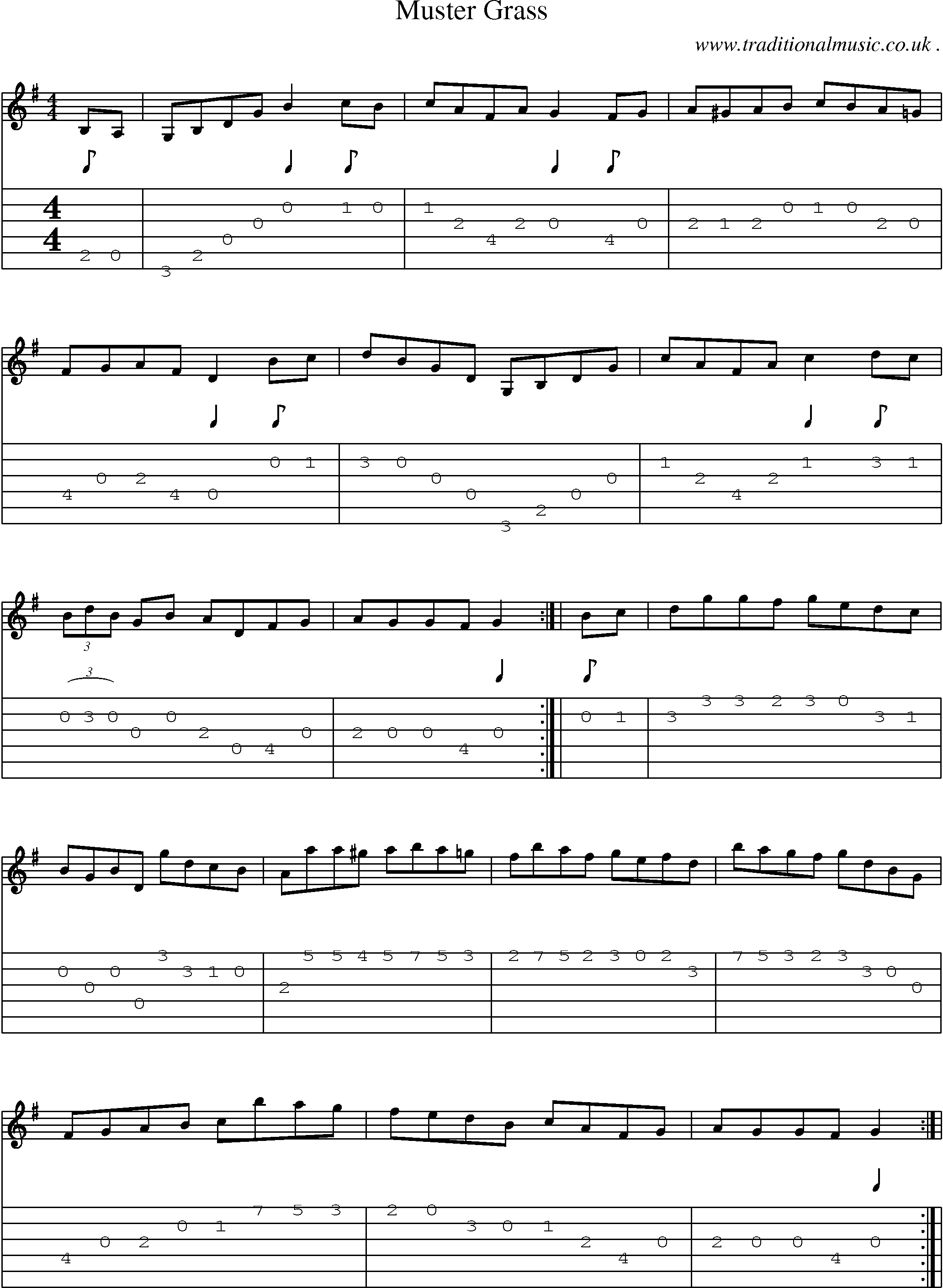 Sheet-Music and Guitar Tabs for Muster Grass