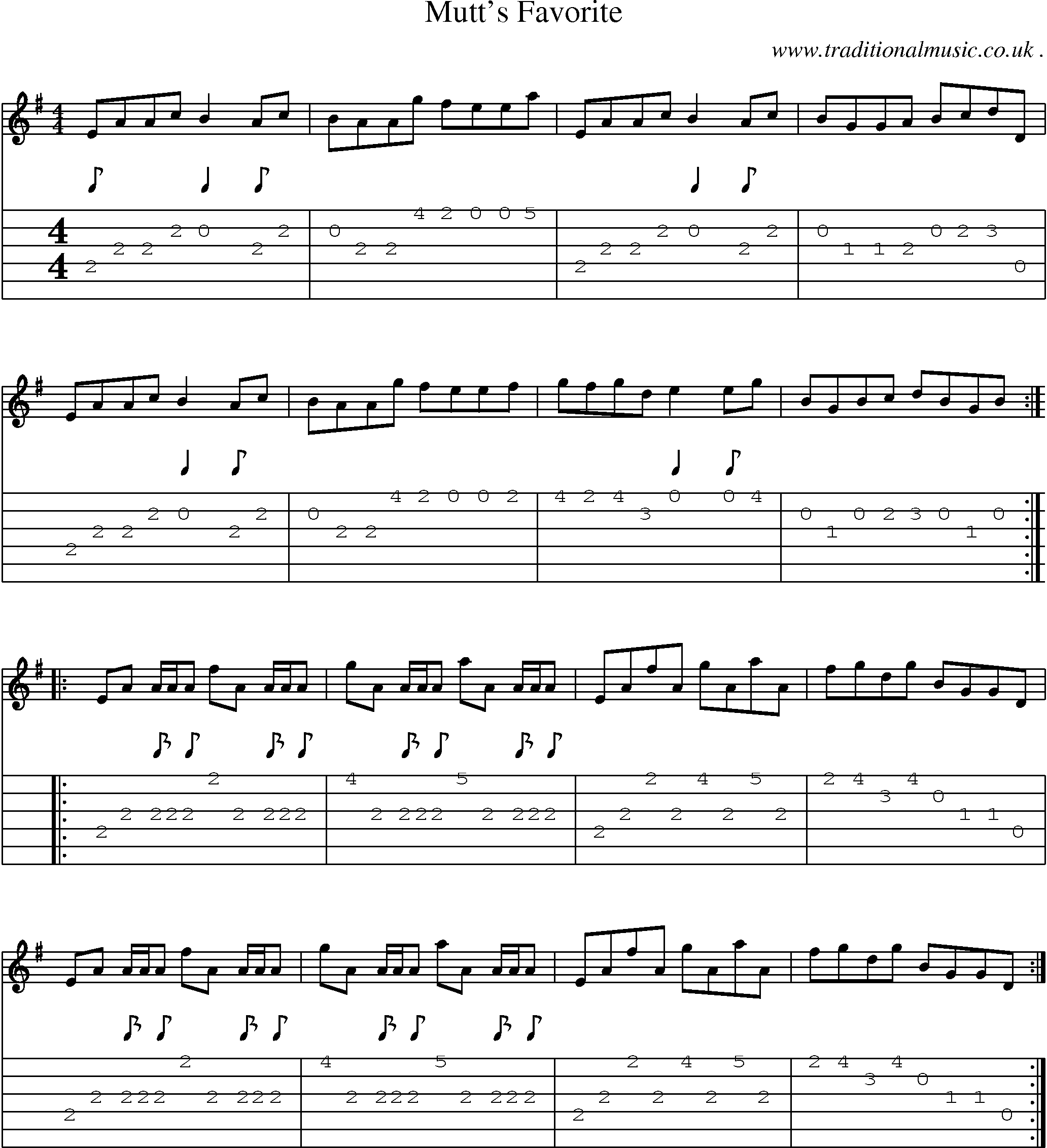 Sheet-Music and Guitar Tabs for Mutts Favorite