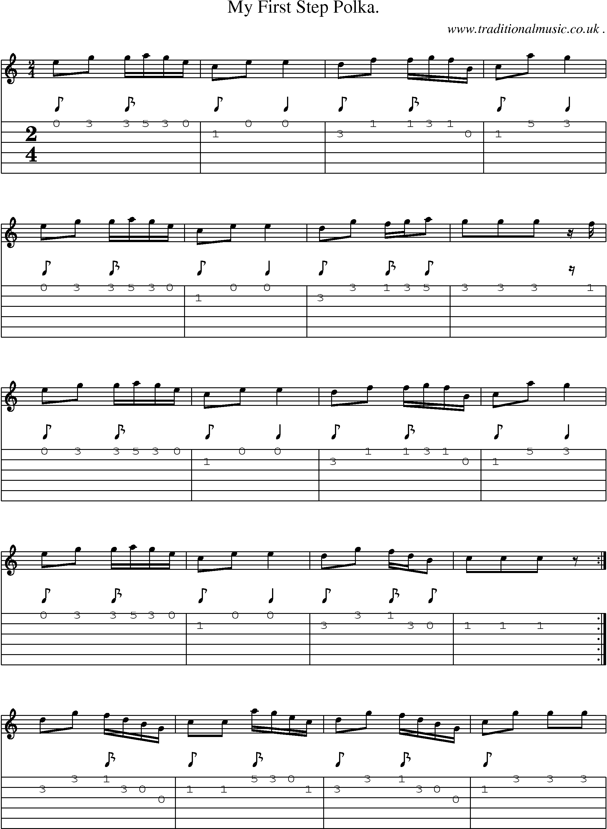 Sheet-Music and Guitar Tabs for My First Step Polka