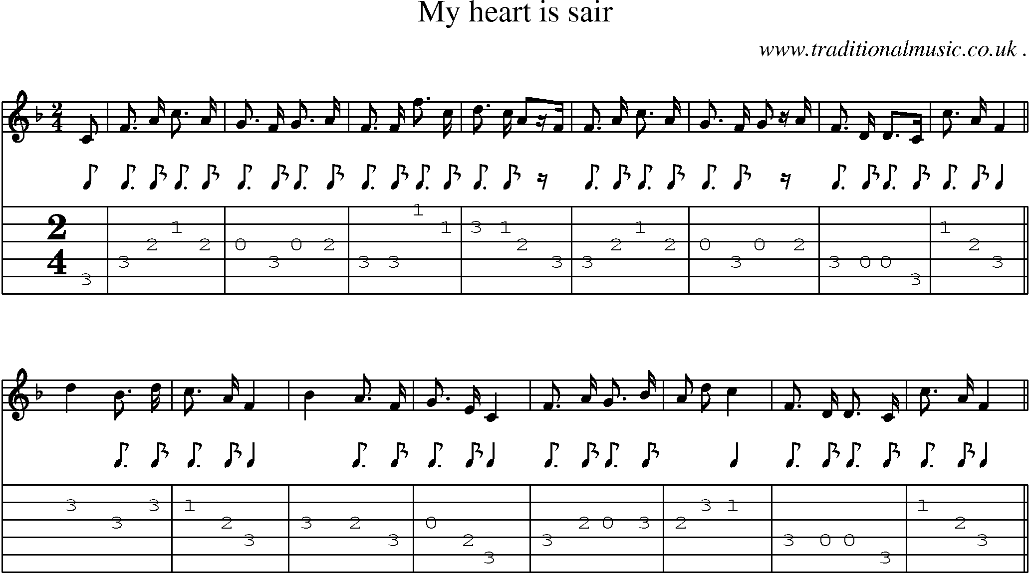 Sheet-Music and Guitar Tabs for My Heart Is Sair