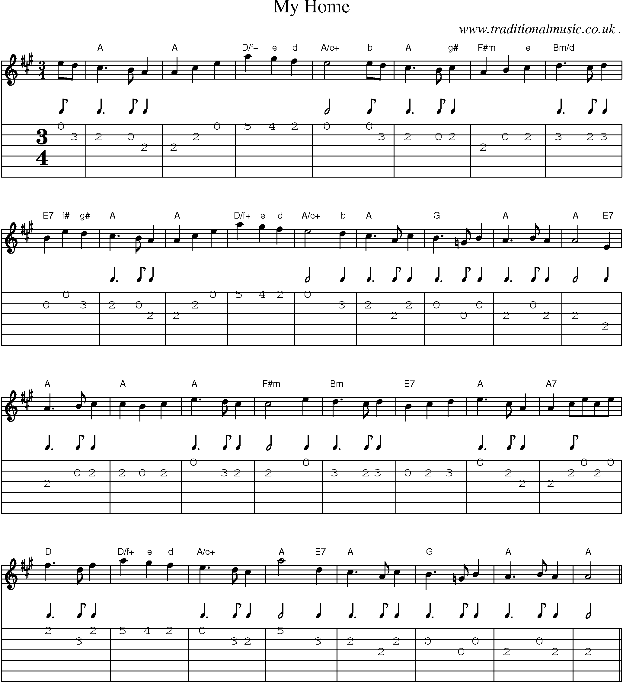 Sheet-Music and Guitar Tabs for My Home