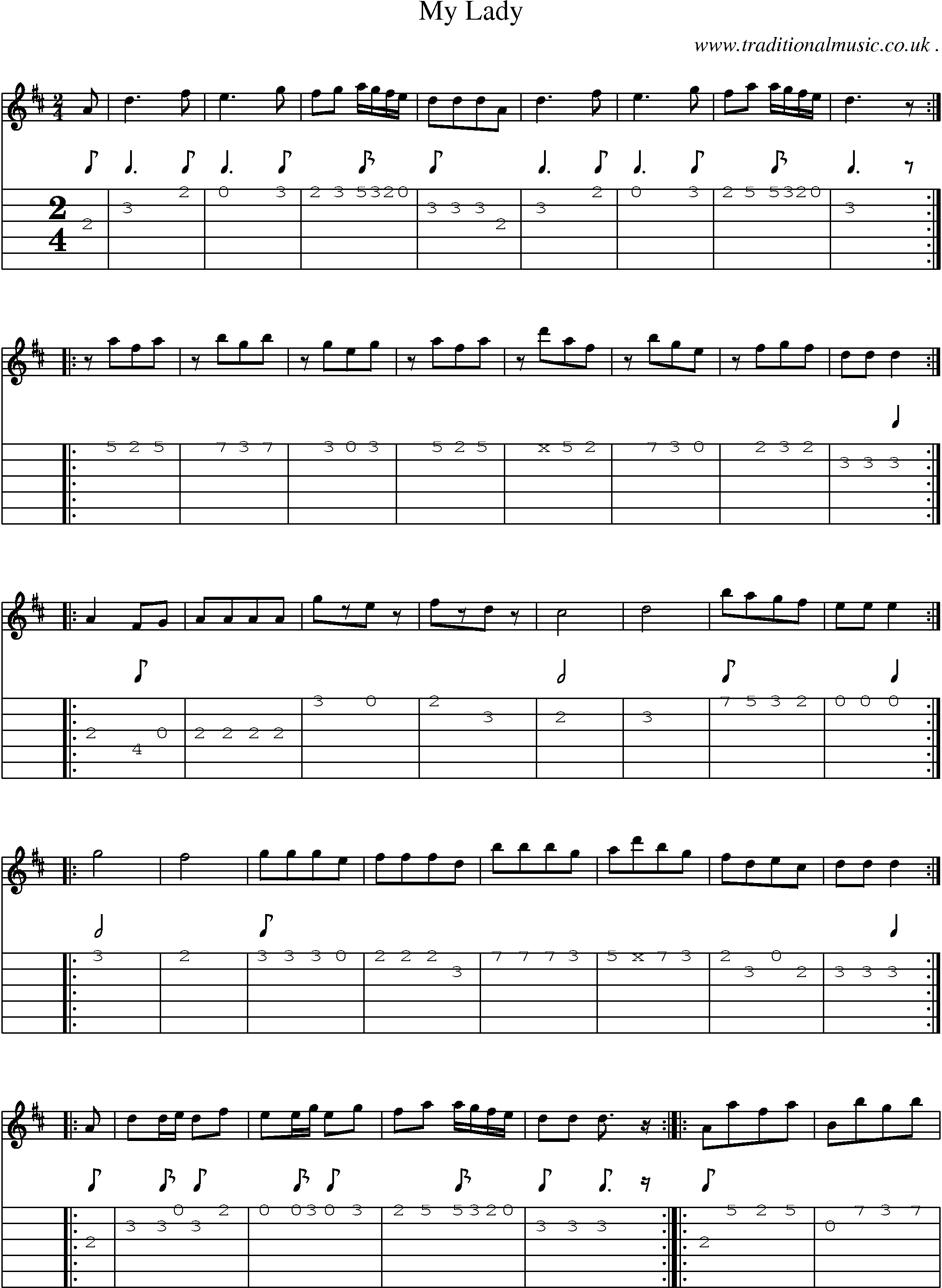 Sheet-Music and Guitar Tabs for My Lady