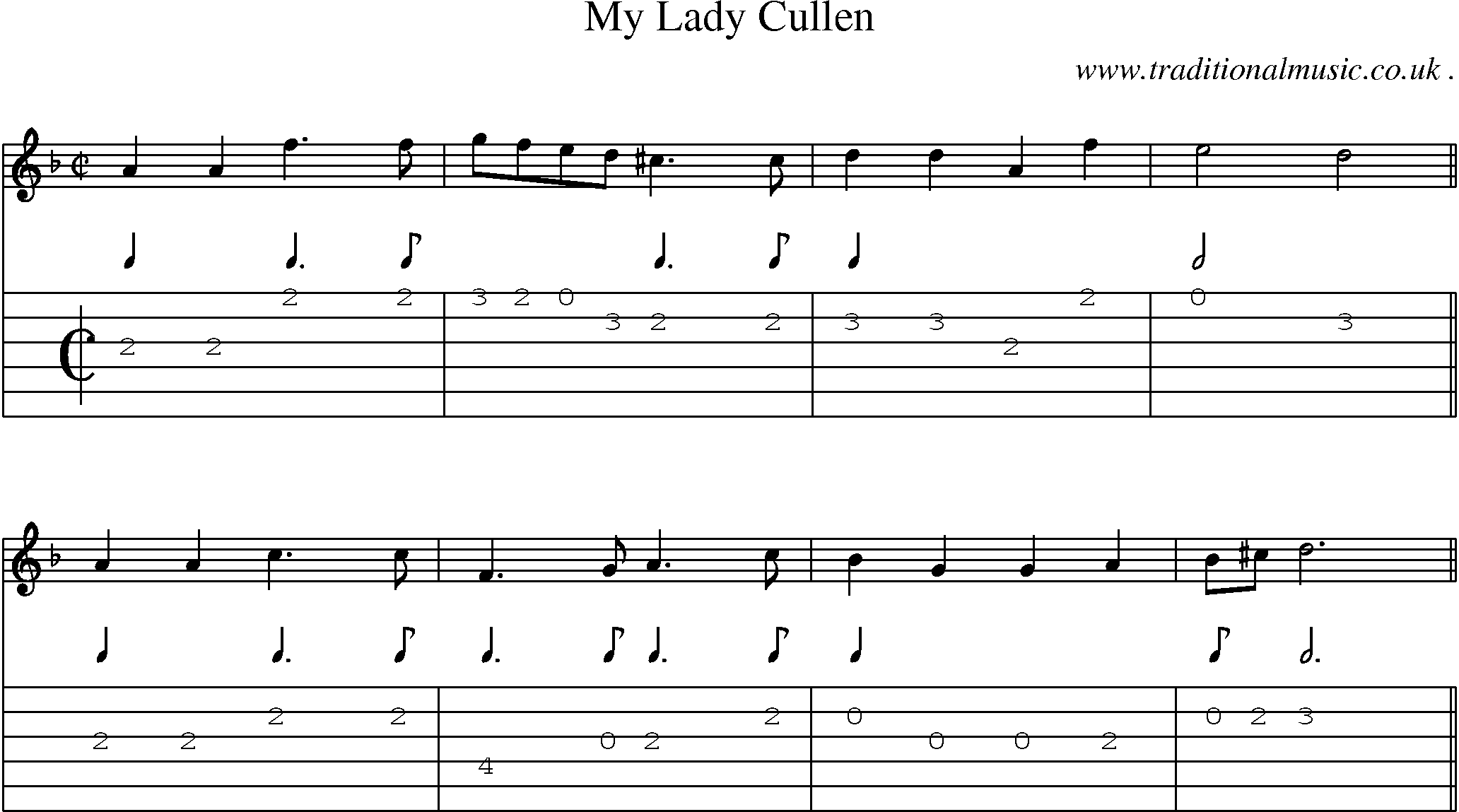 Sheet-Music and Guitar Tabs for My Lady Cullen