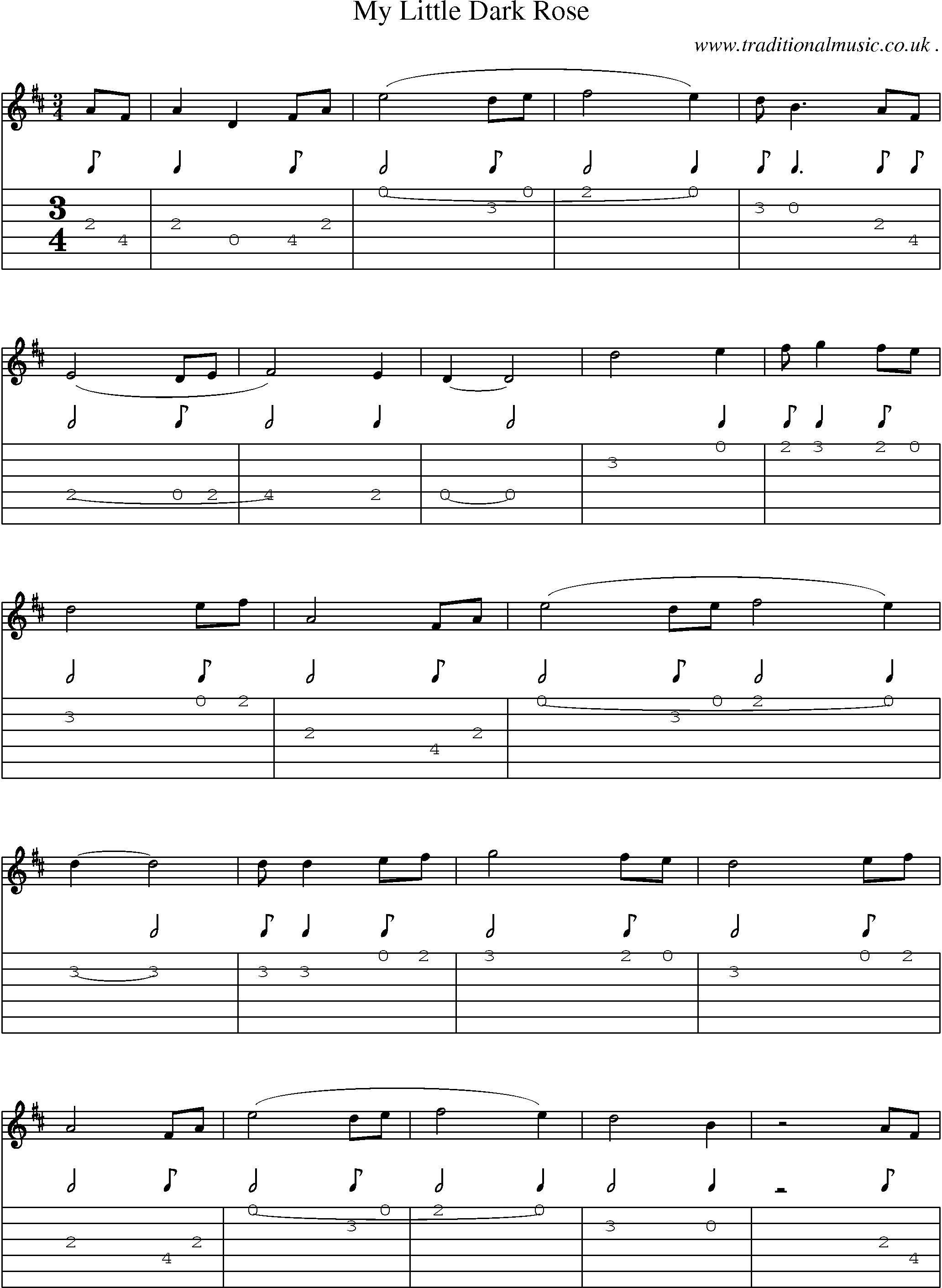 Sheet-Music and Guitar Tabs for My Little Dark Rose