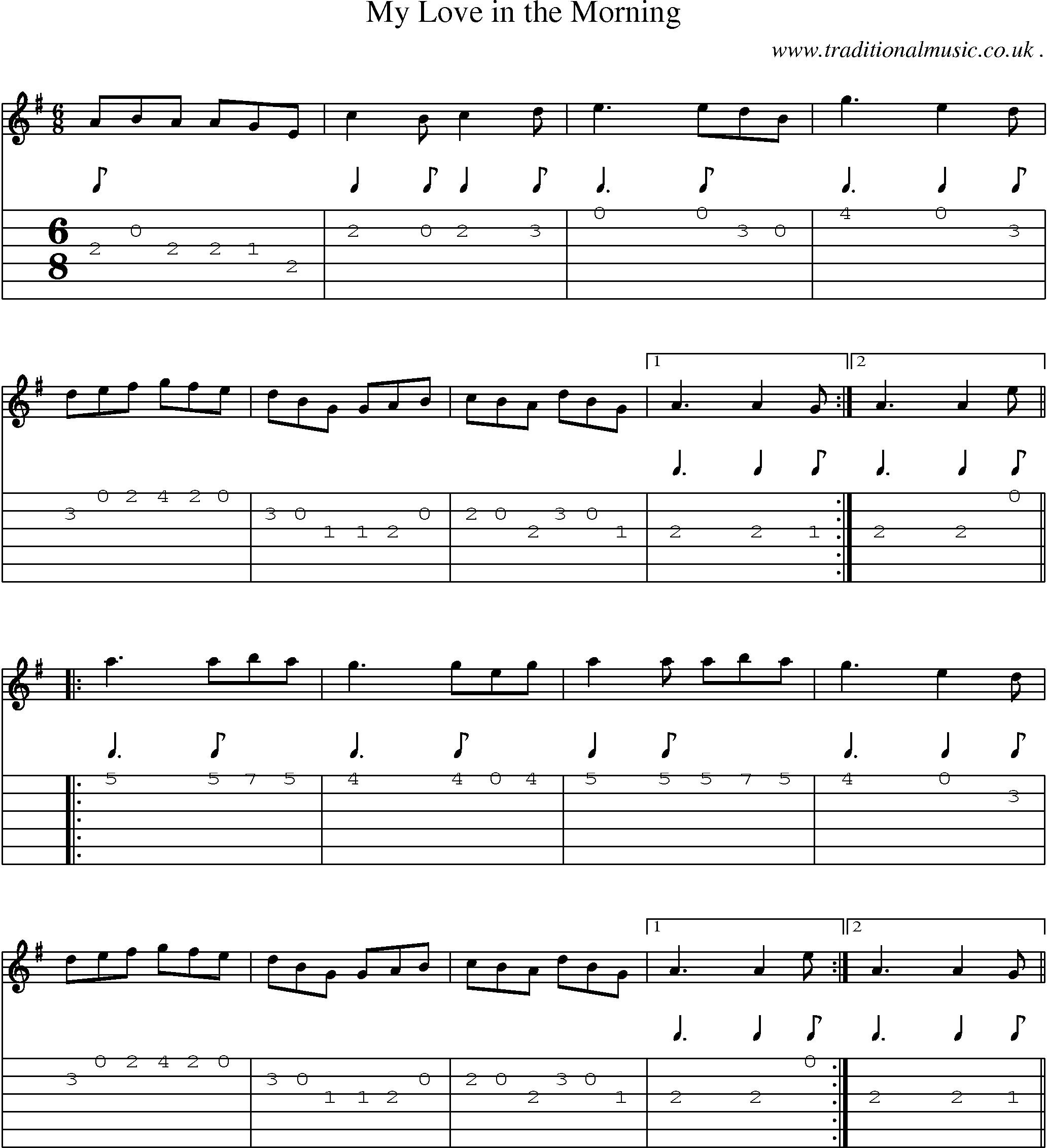 Sheet-Music and Guitar Tabs for My Love In The Morning