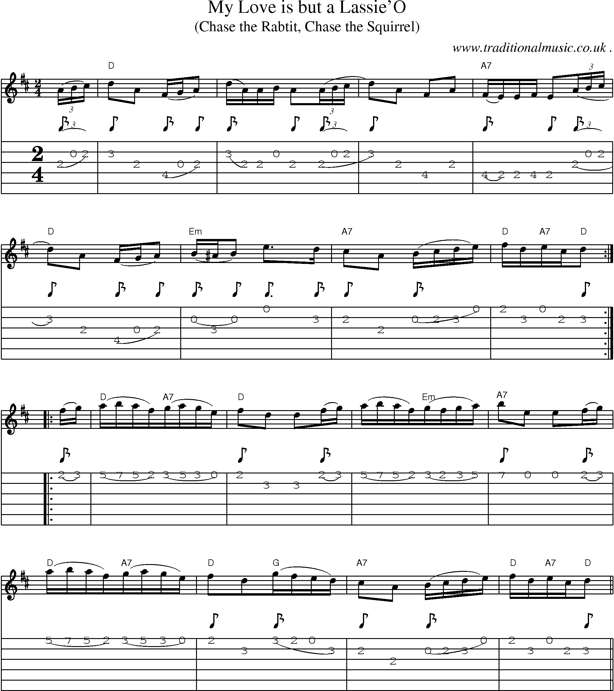 Sheet-Music and Guitar Tabs for My Love Is But A Lassieo