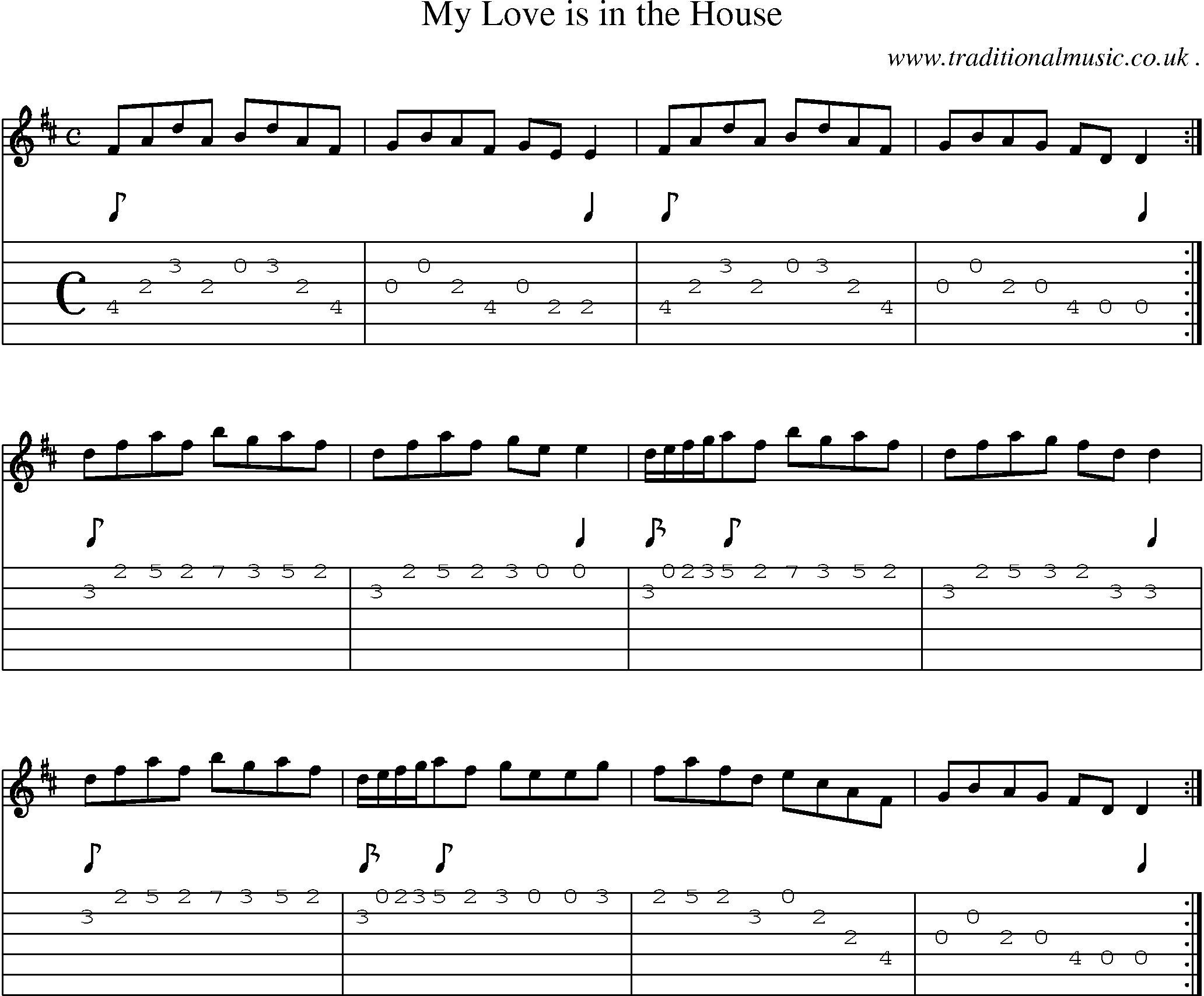 Sheet-Music and Guitar Tabs for My Love Is In The House