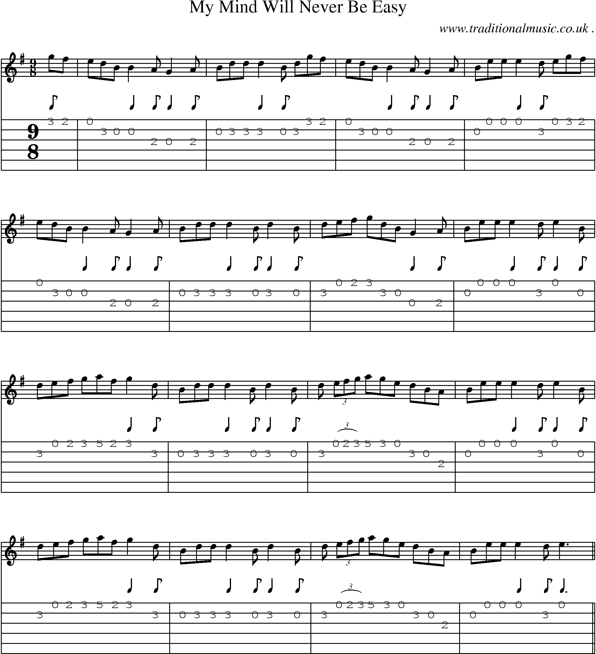 Sheet-Music and Guitar Tabs for My Mind Will Never Be Easy