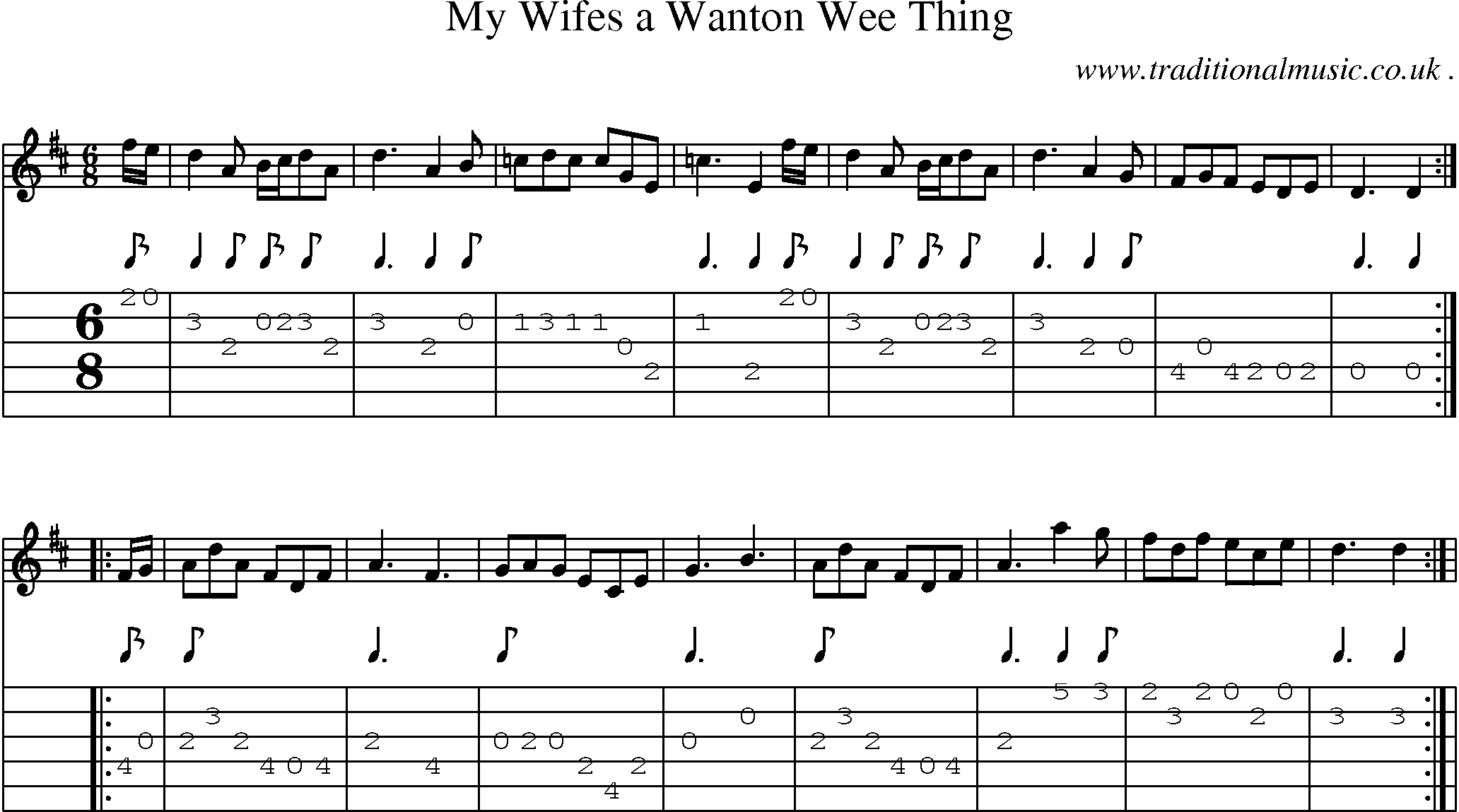 Sheet-Music and Guitar Tabs for My Wifes A Wanton Wee Thing