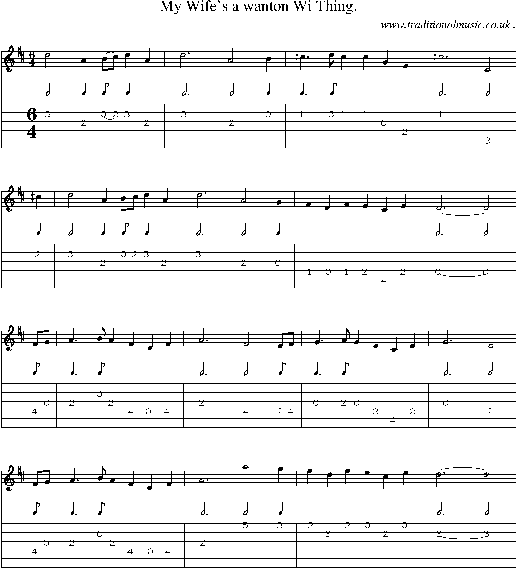 Sheet-Music and Guitar Tabs for My Wifes A Wanton Wi Thing