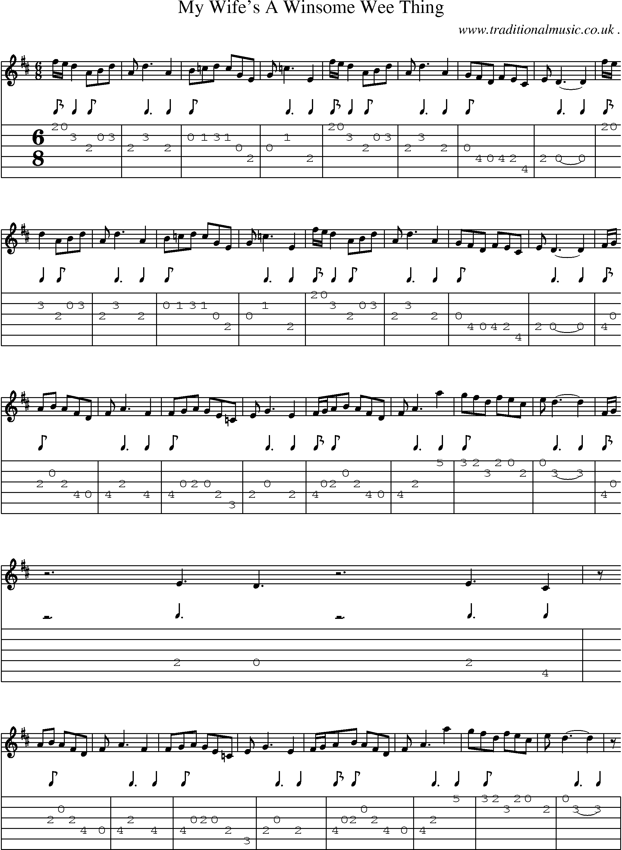 Sheet-Music and Guitar Tabs for My Wifes A Winsome Wee Thing
