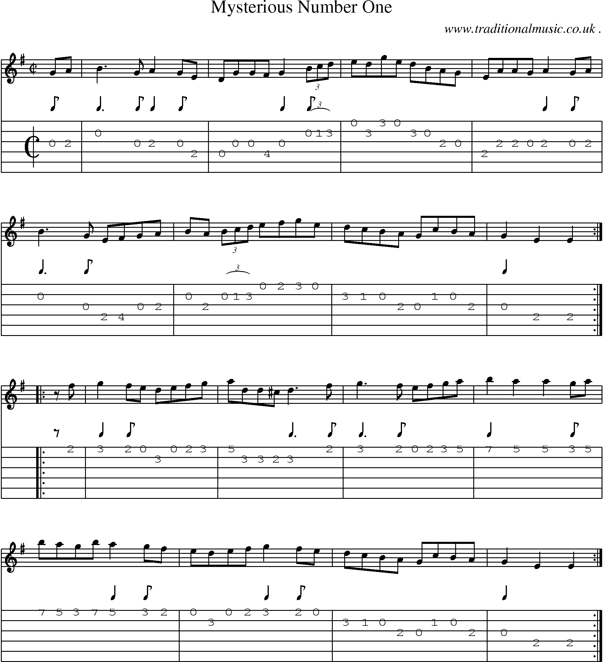 Sheet-Music and Guitar Tabs for Mysterious Number One