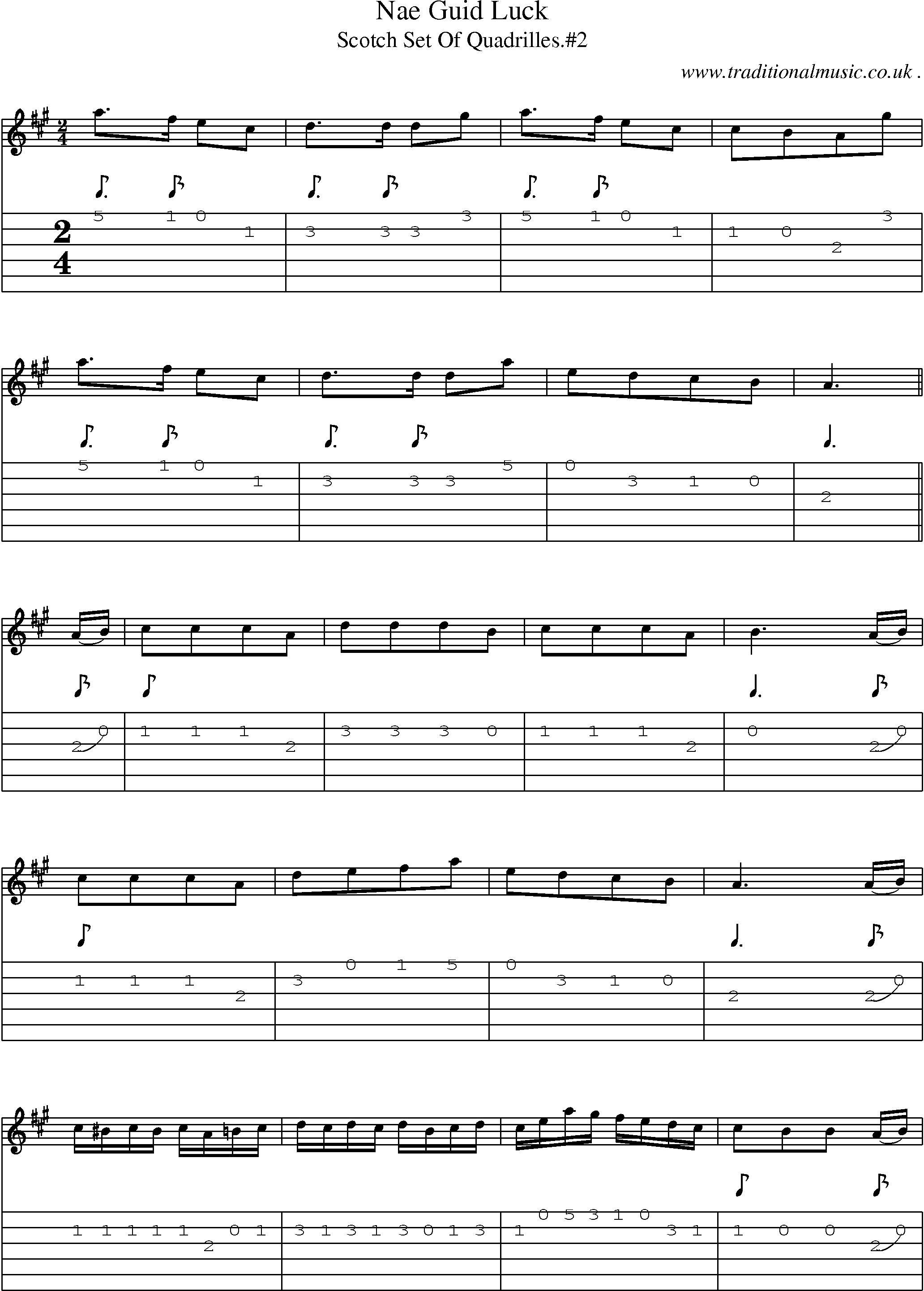 Sheet-Music and Guitar Tabs for Nae Guid Luck