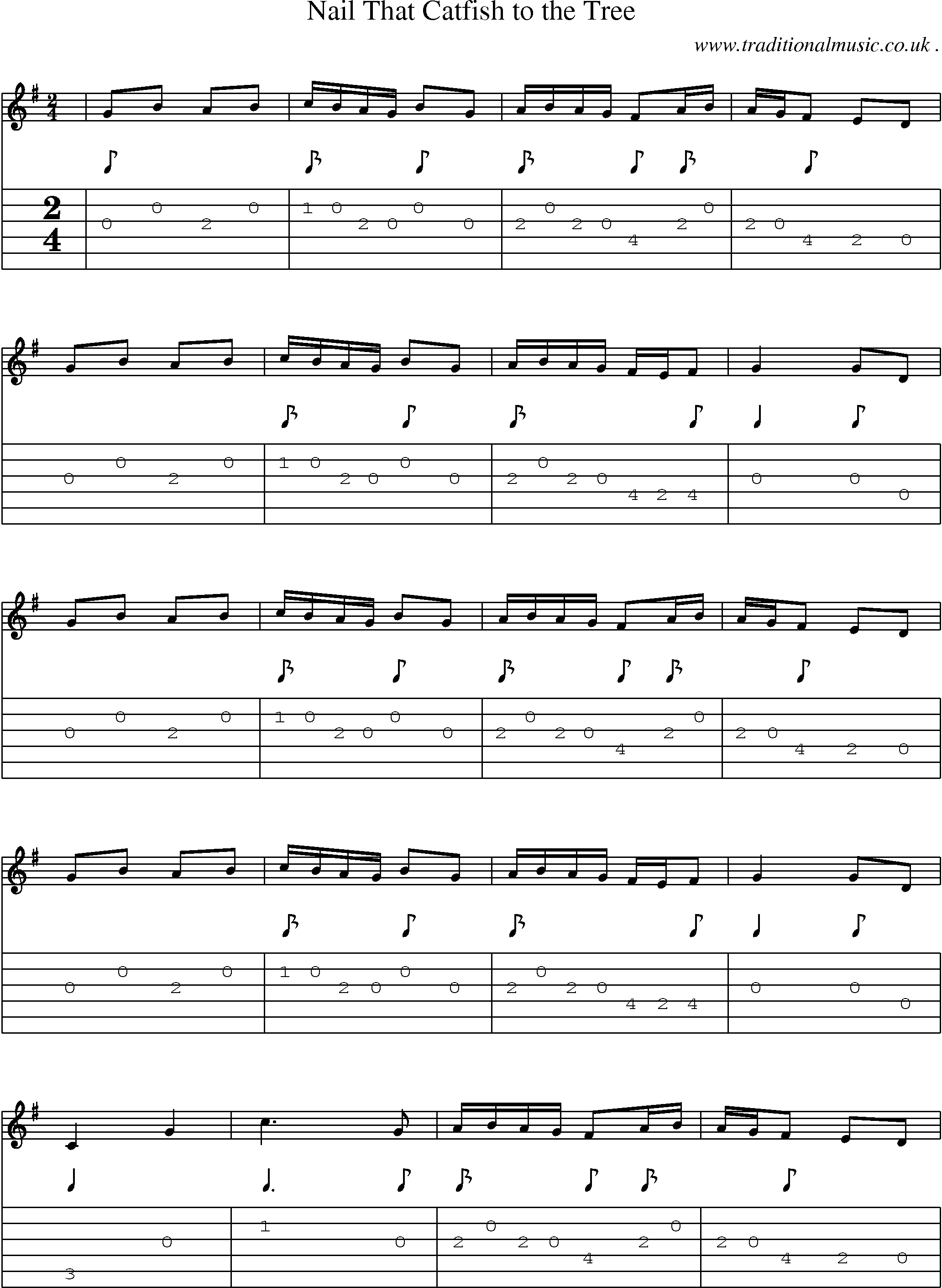 Sheet-Music and Guitar Tabs for Nail That Catfish To The Tree