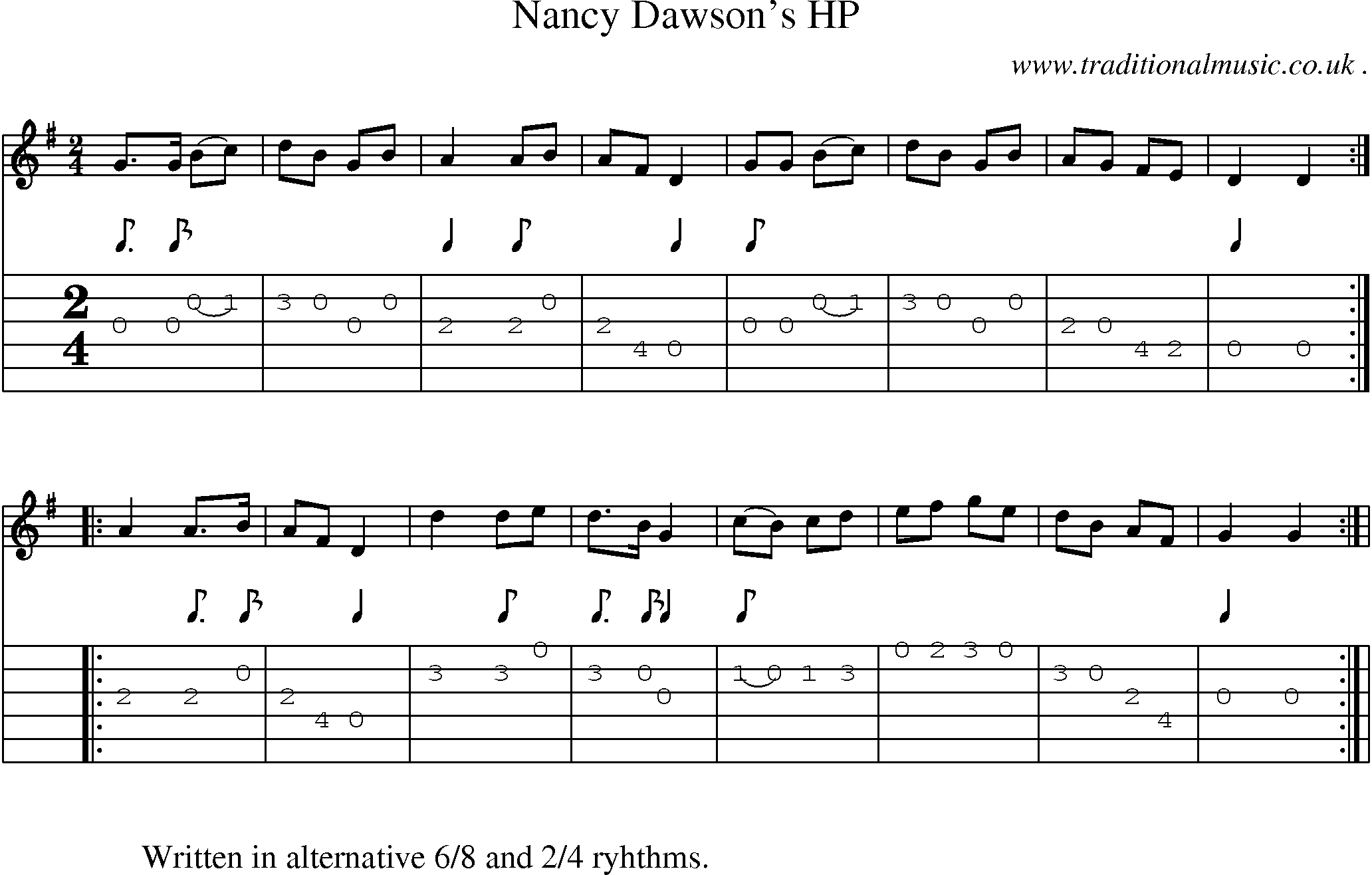 Sheet-Music and Guitar Tabs for Nancy Dawsons Hp