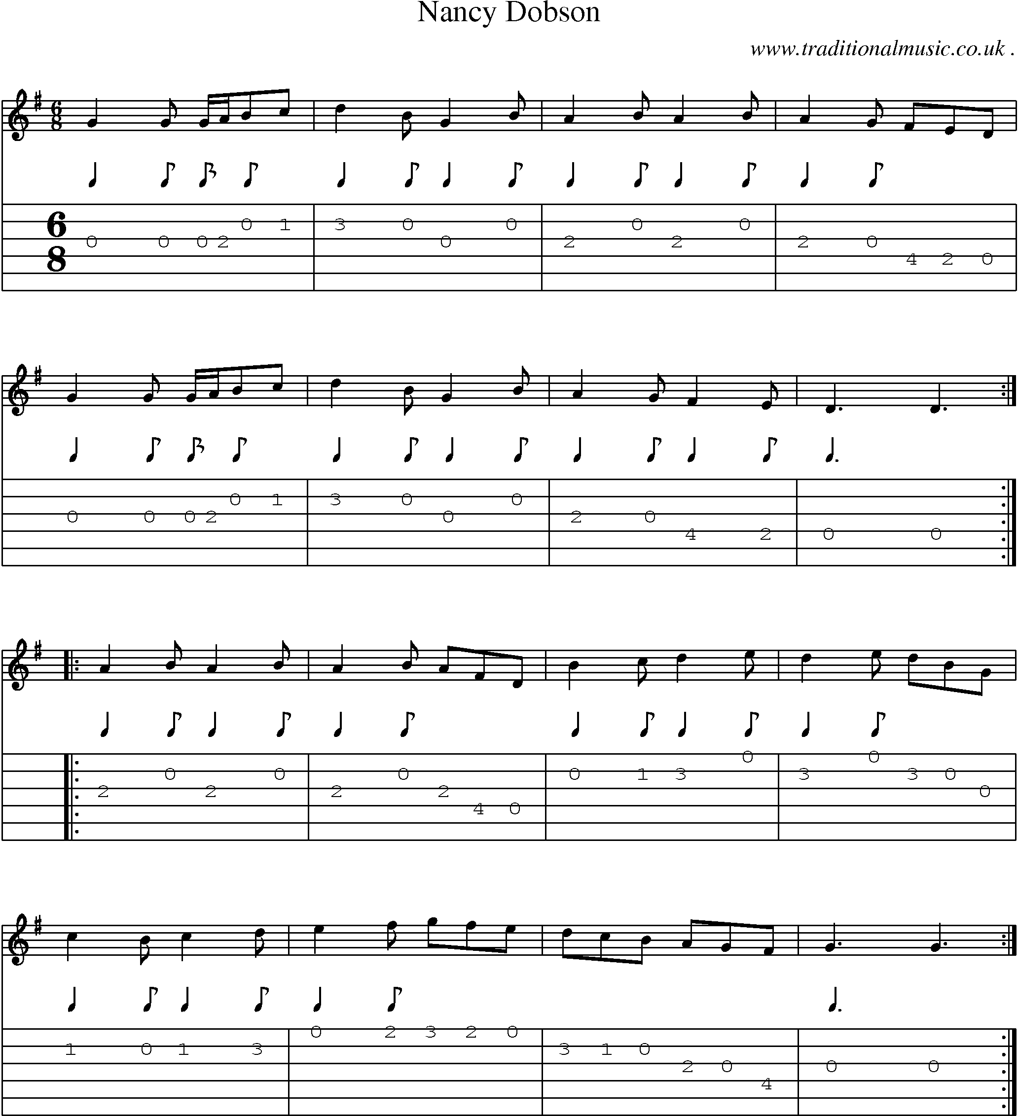 Sheet-Music and Guitar Tabs for Nancy Dobson