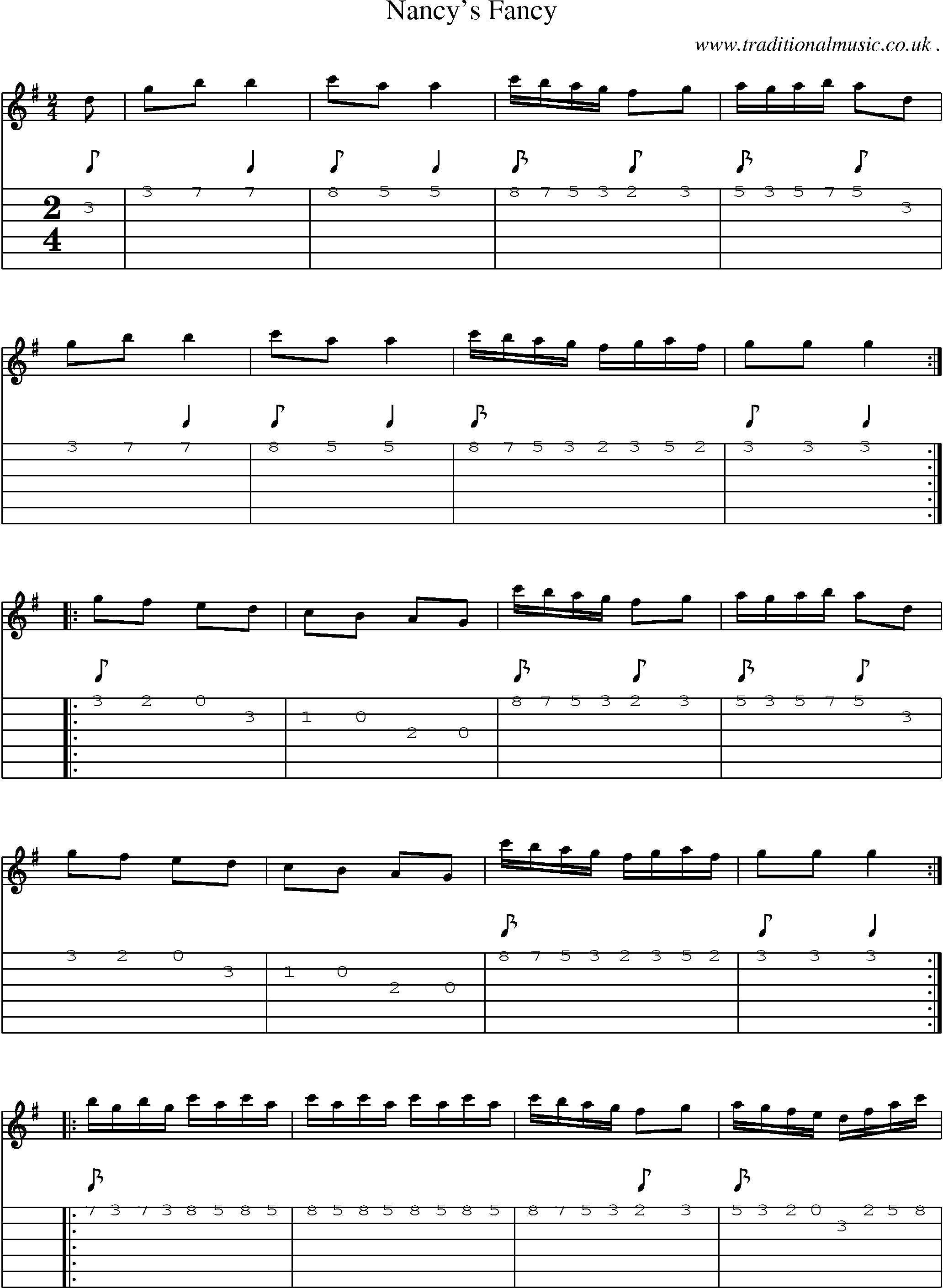 Sheet-Music and Guitar Tabs for Nancys Fancy