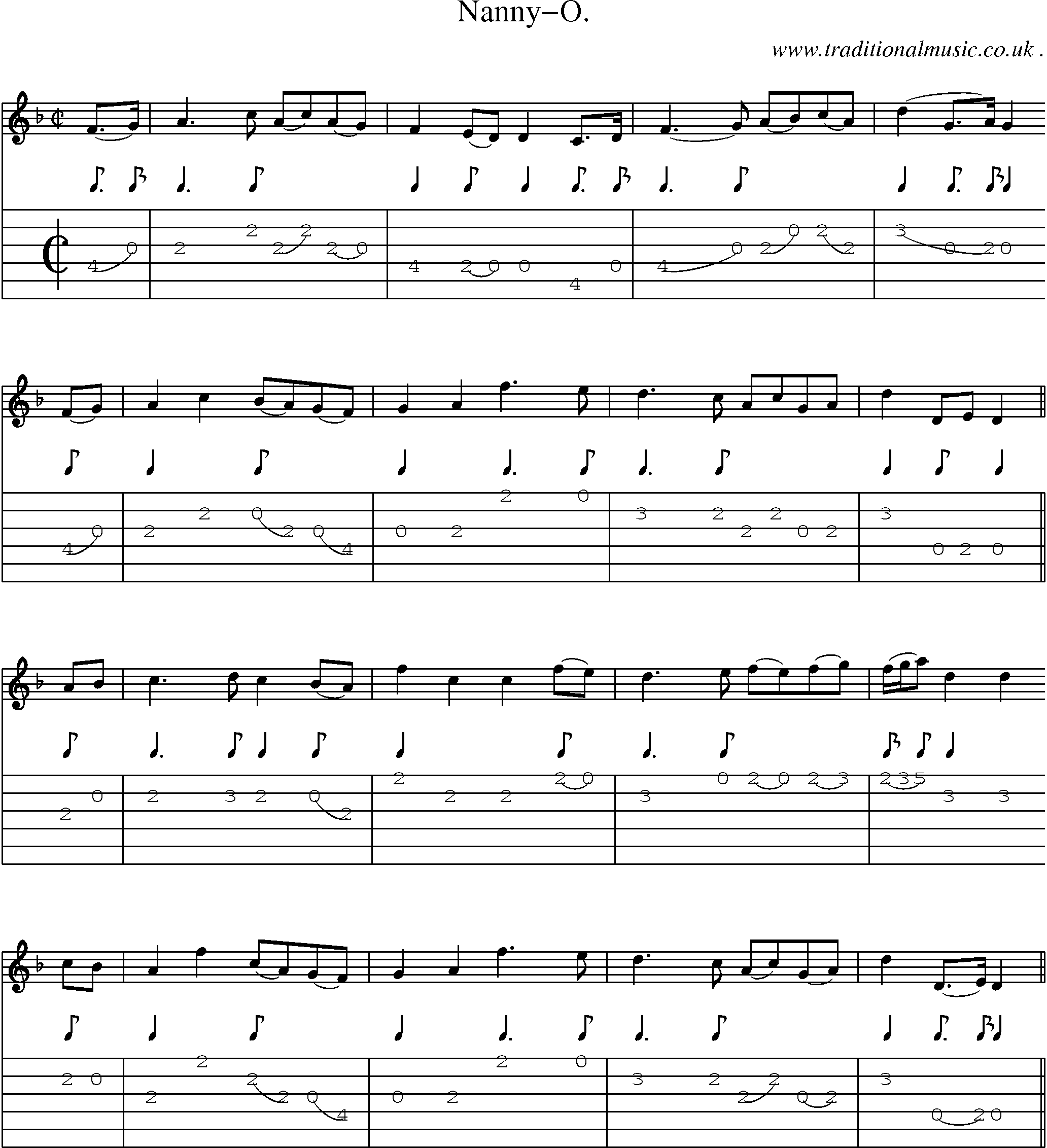 Sheet-Music and Guitar Tabs for Nanny-o