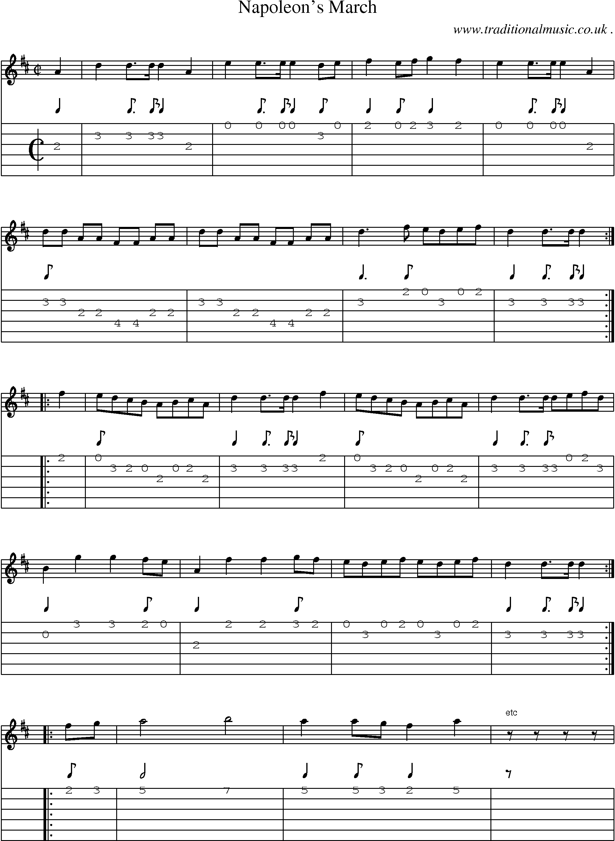 Sheet-Music and Guitar Tabs for Napoleons March