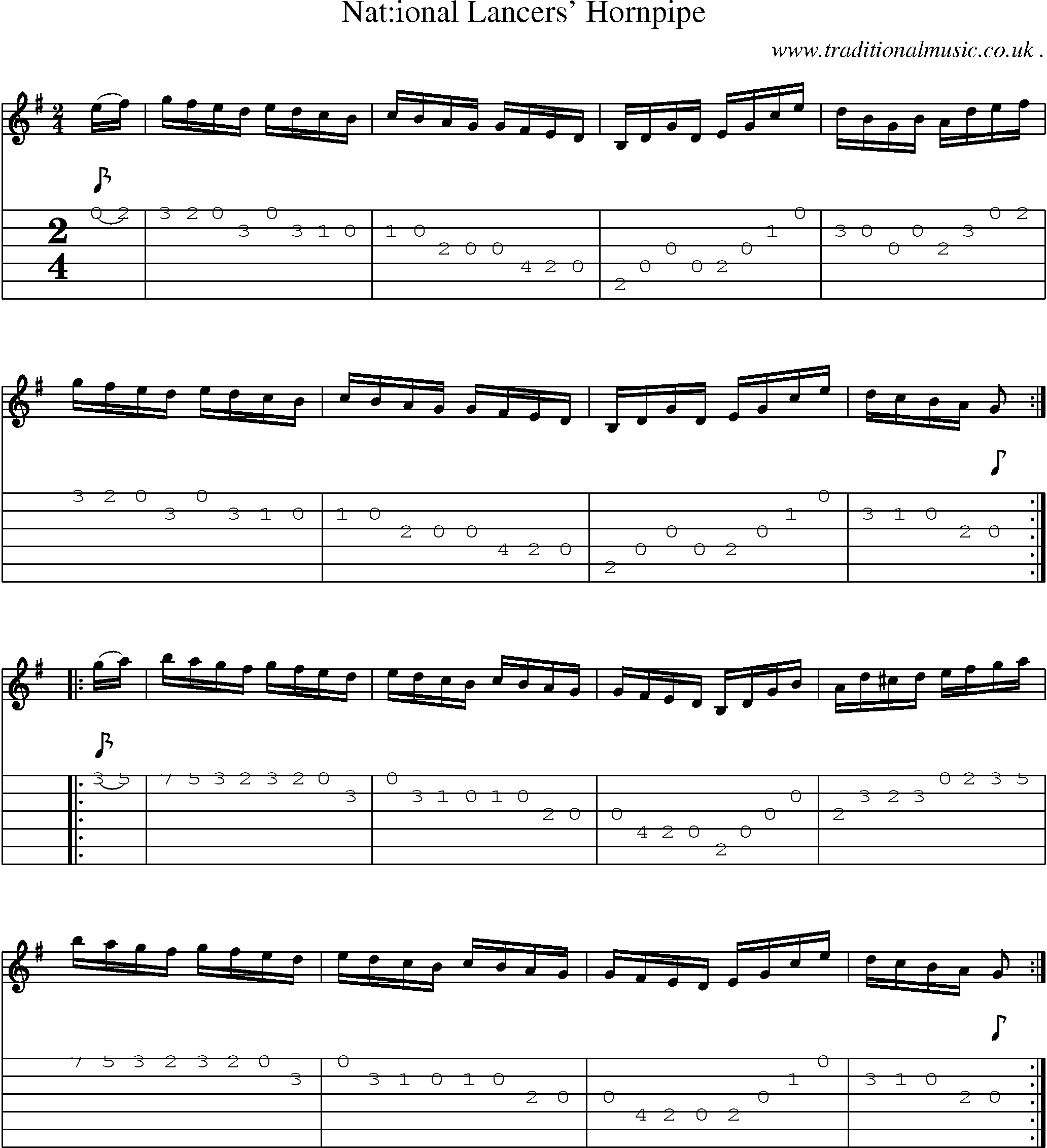 Sheet-Music and Guitar Tabs for National Lancers Hornpipe