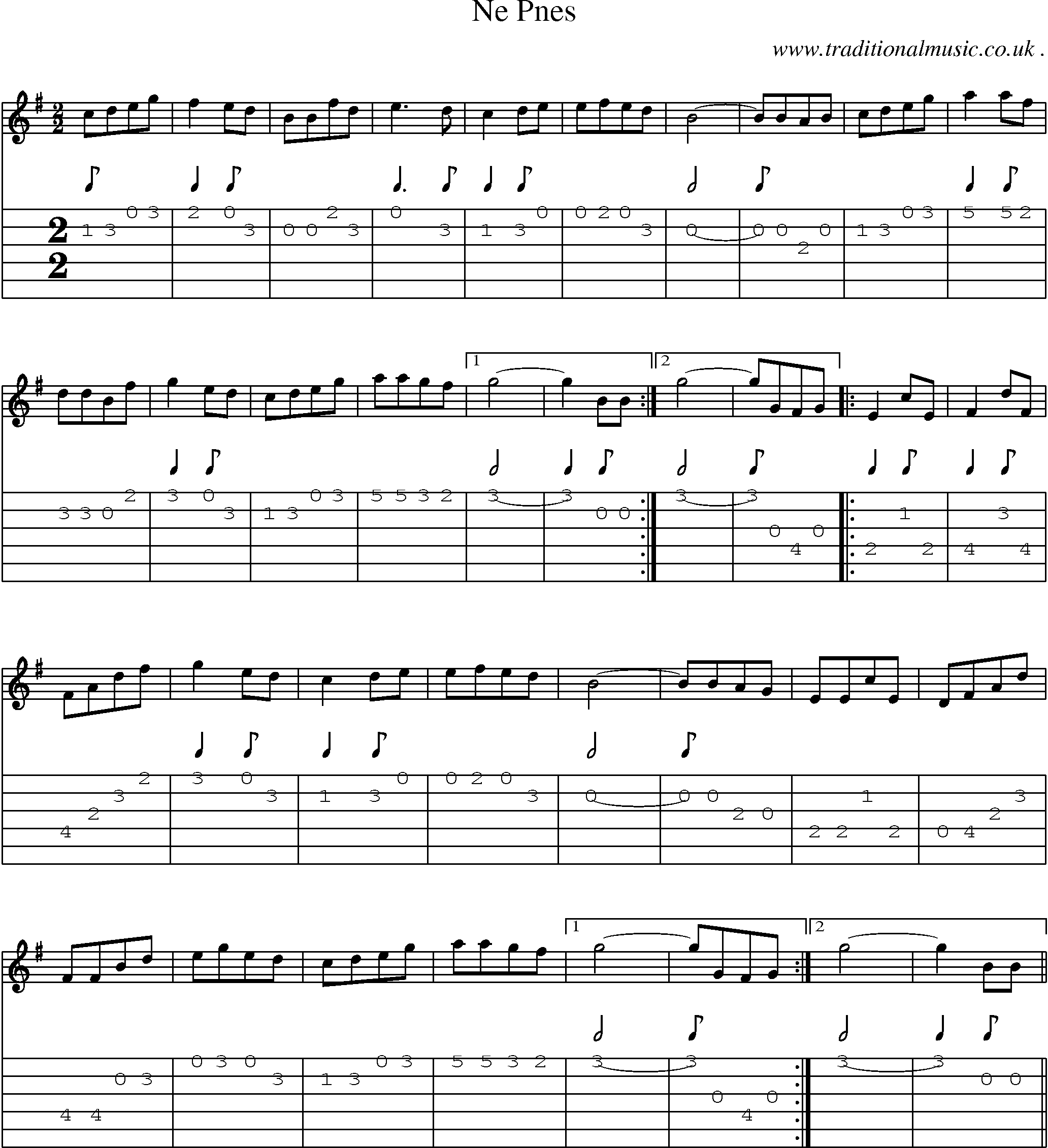 Sheet-Music and Guitar Tabs for Ne Pnes