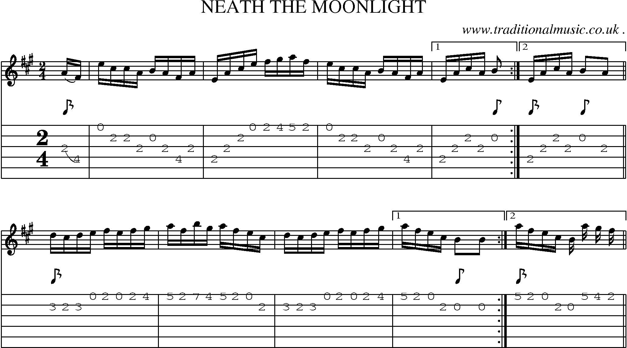Sheet-Music and Guitar Tabs for Neath The Moonlight