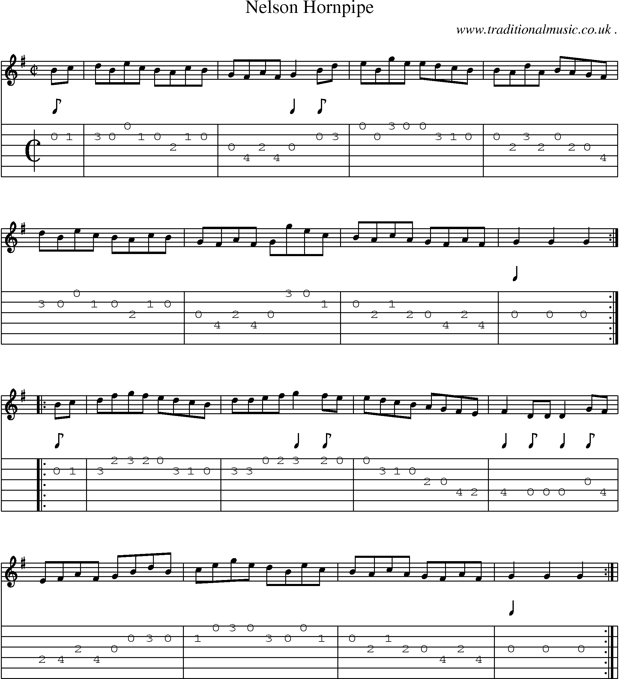 Sheet-Music and Guitar Tabs for Nelson Hornpipe