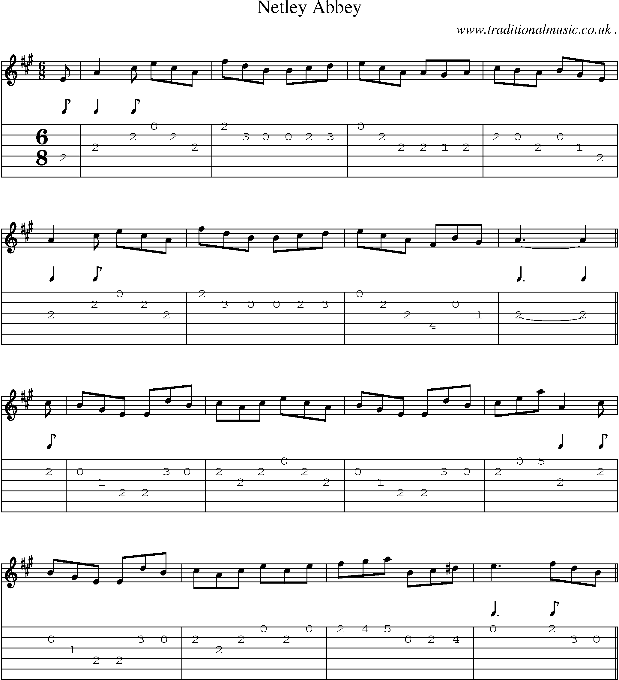 Sheet-Music and Guitar Tabs for Netley Abbey
