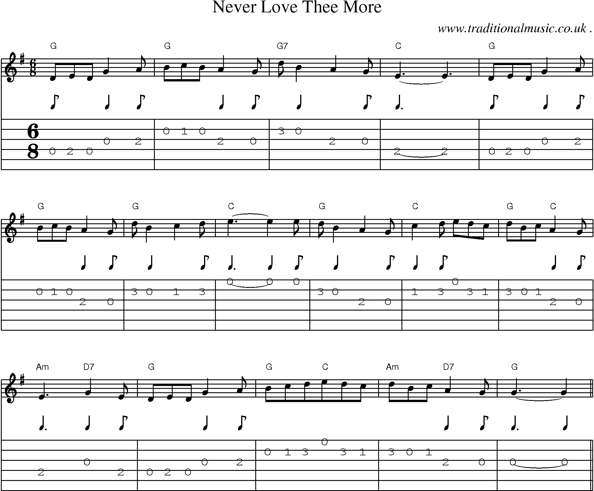 Sheet-Music and Guitar Tabs for Never Love Thee More
