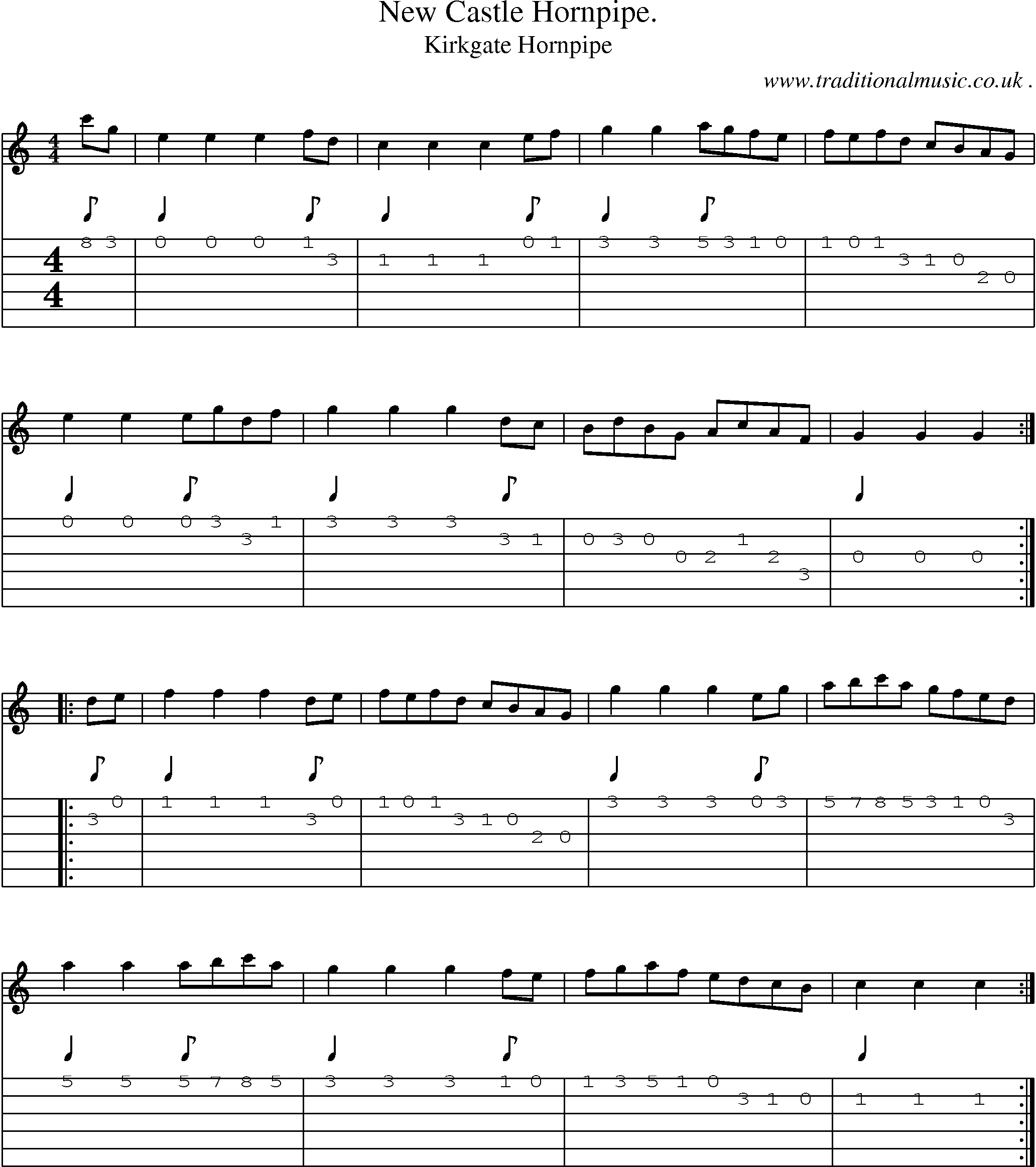 Sheet-Music and Guitar Tabs for New Castle Hornpipe