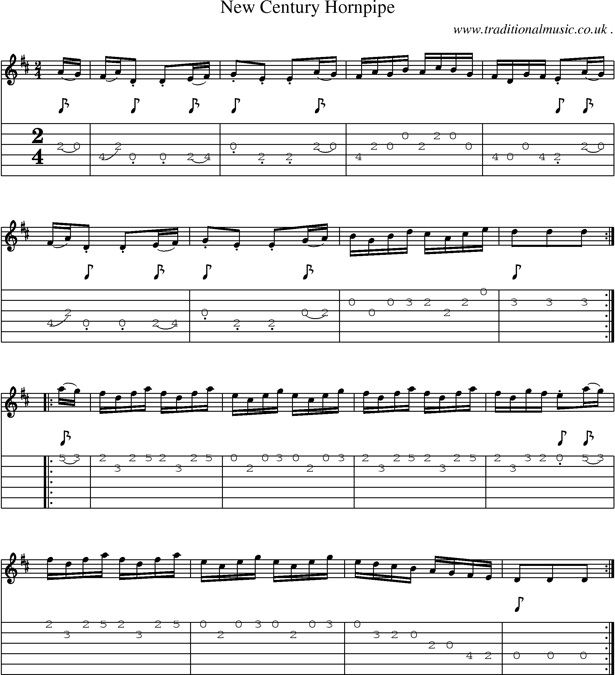 Sheet-Music and Guitar Tabs for New Century Hornpipe