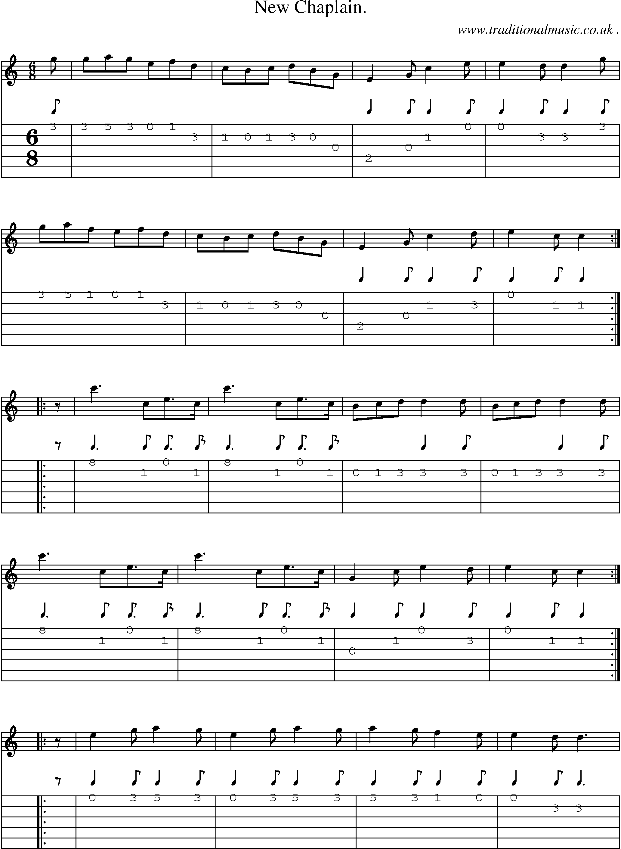 Sheet-Music and Guitar Tabs for New Chaplain