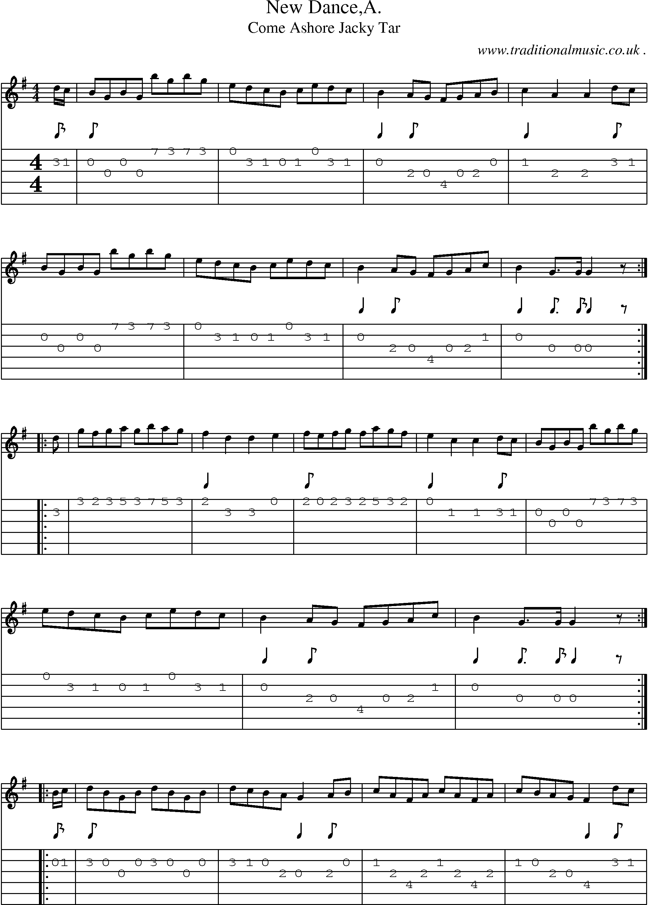 Sheet-Music and Guitar Tabs for New Dancea