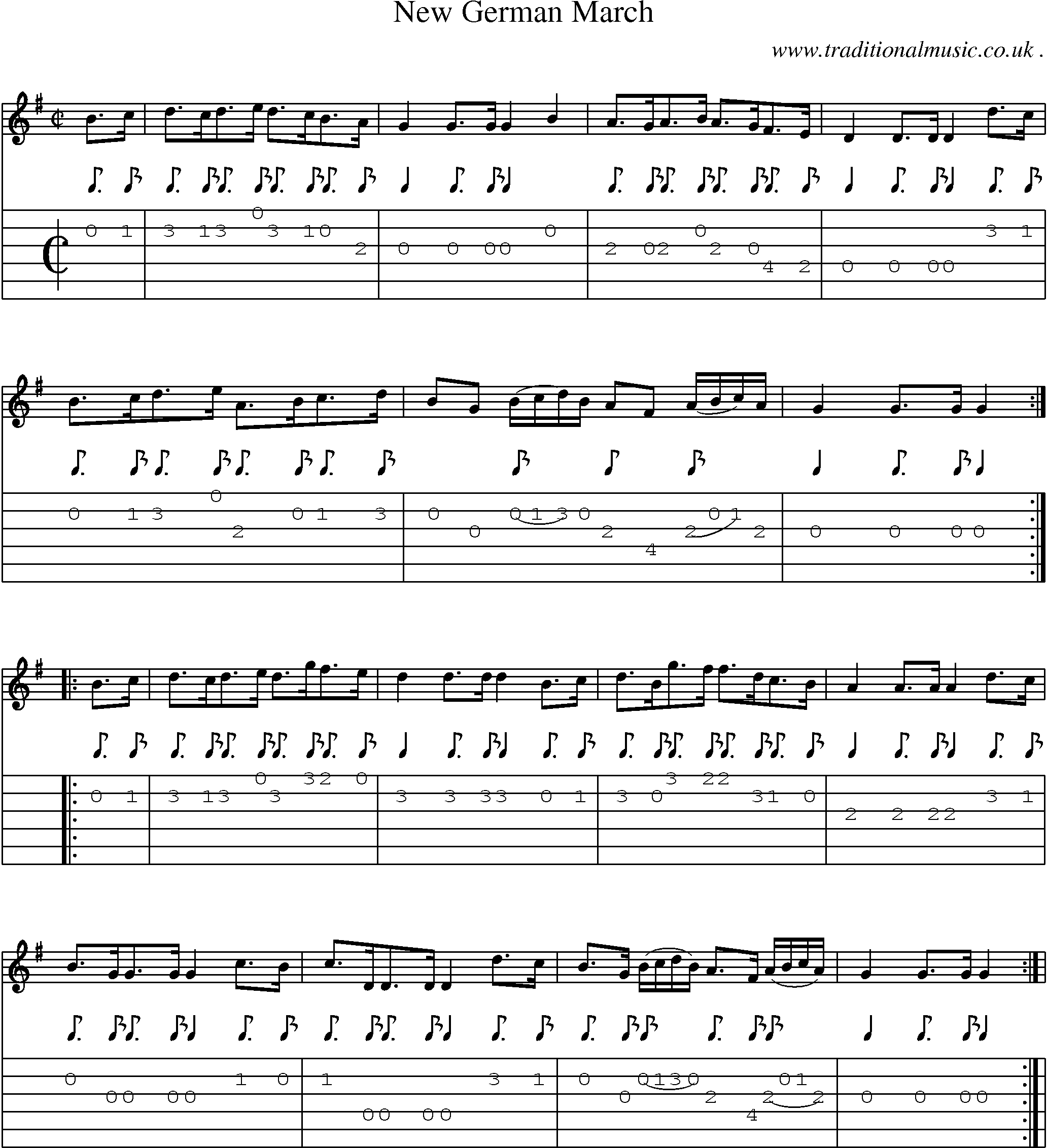 Sheet-Music and Guitar Tabs for New German March