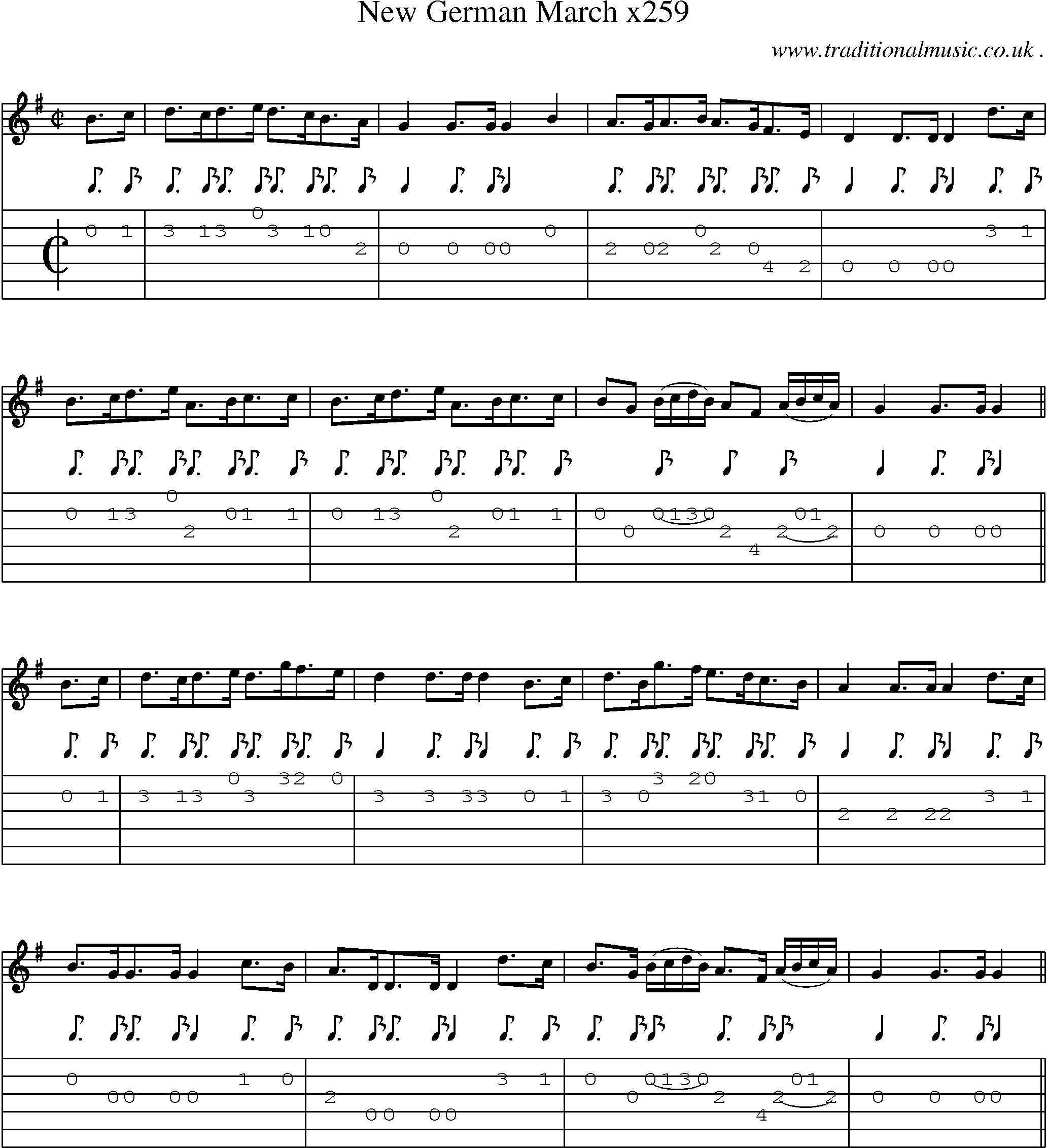 Sheet-Music and Guitar Tabs for New German March X259