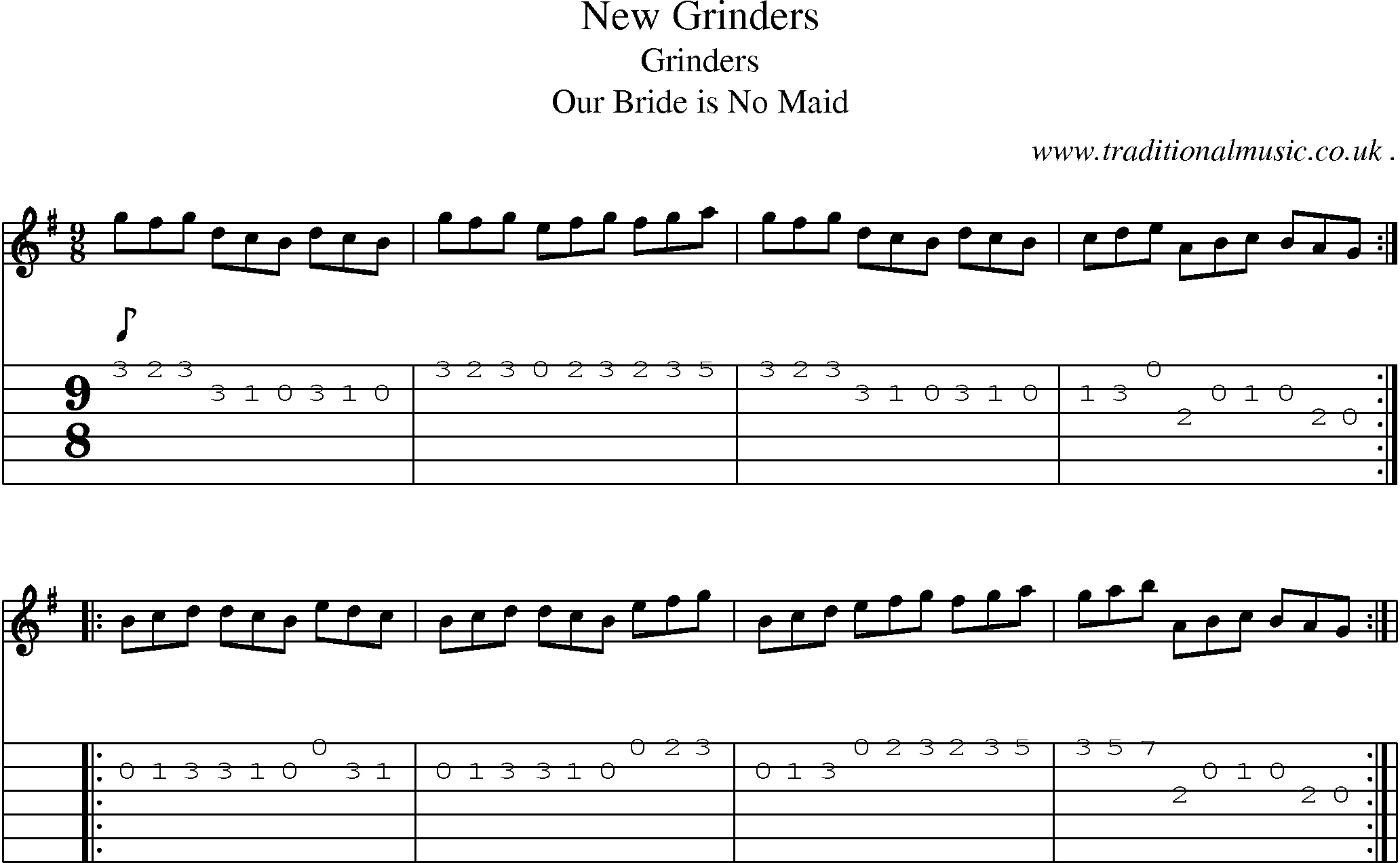 Sheet-Music and Guitar Tabs for New Grinders