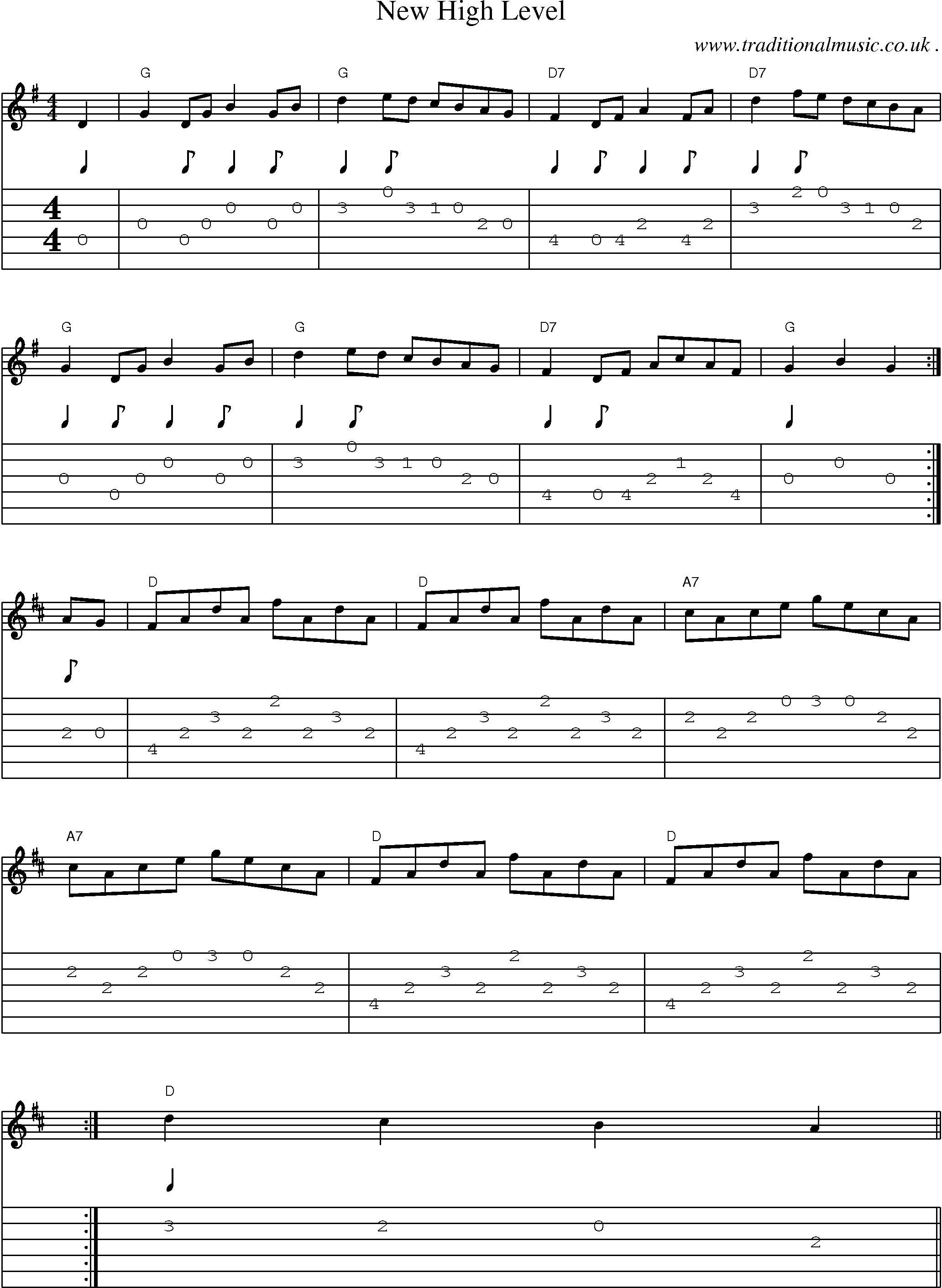 Sheet-Music and Guitar Tabs for New High Level