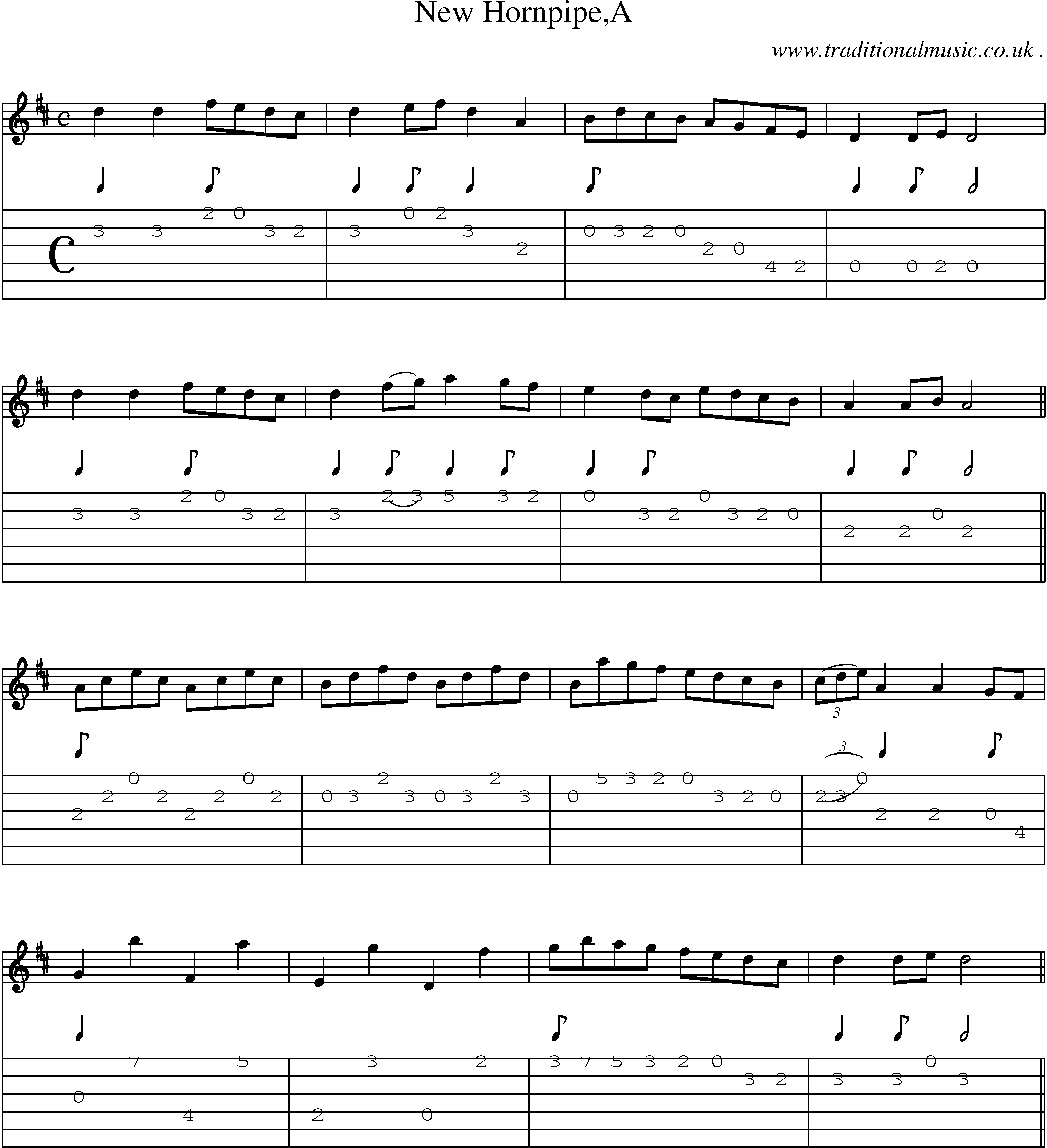 Sheet-Music and Guitar Tabs for New Hornpipea