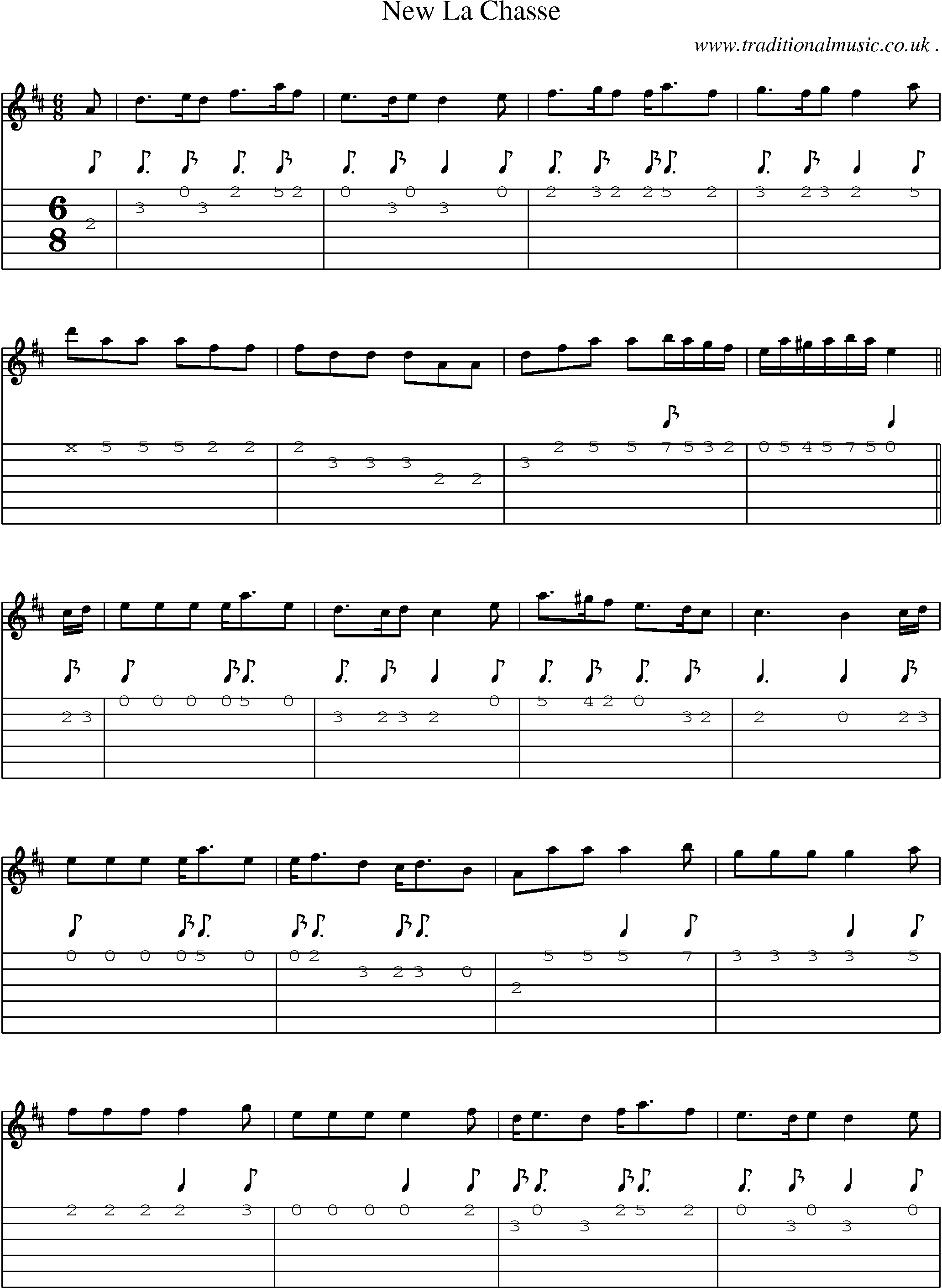 Sheet-Music and Guitar Tabs for New La Chasse