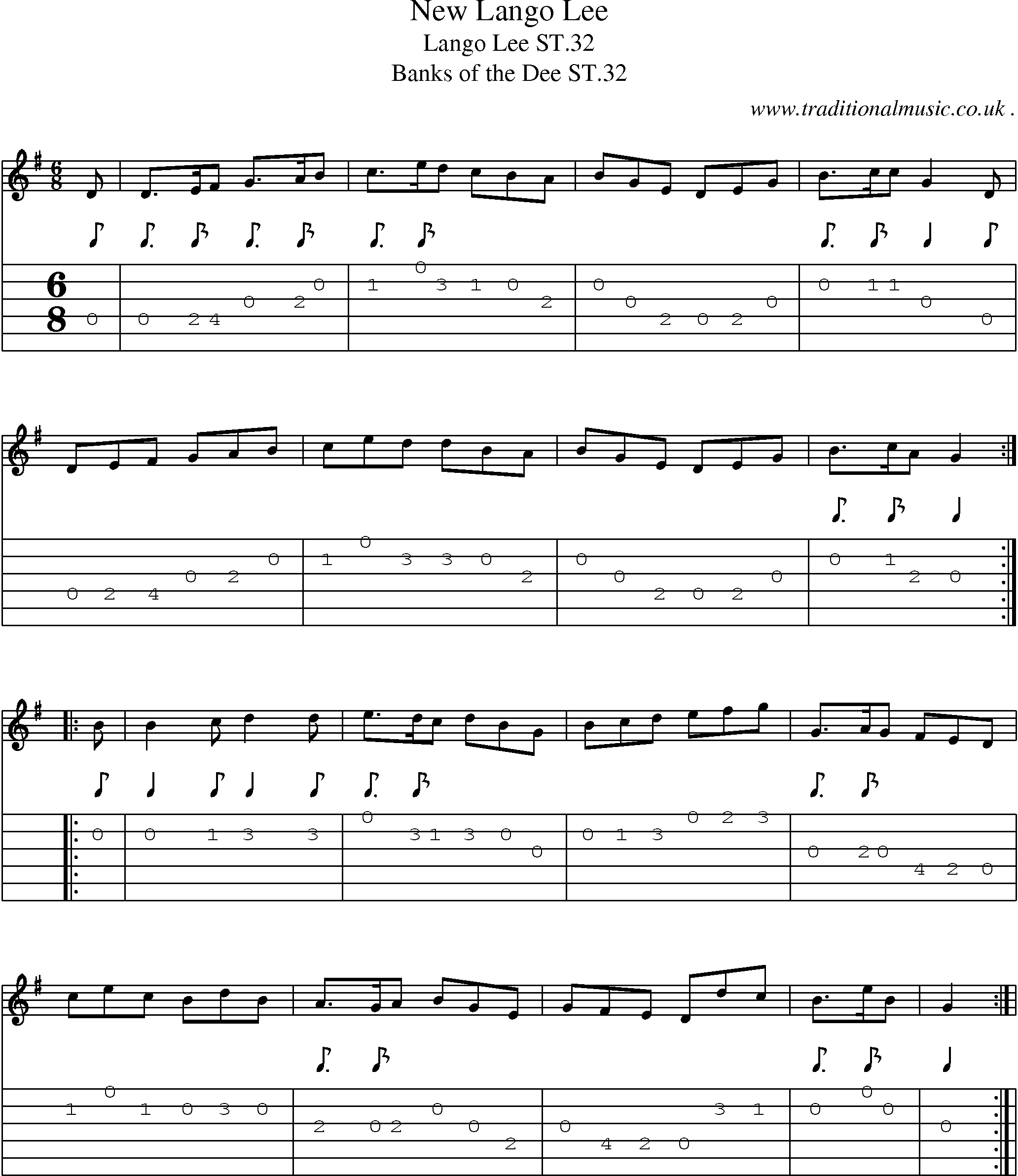 Sheet-Music and Guitar Tabs for New Lango Lee