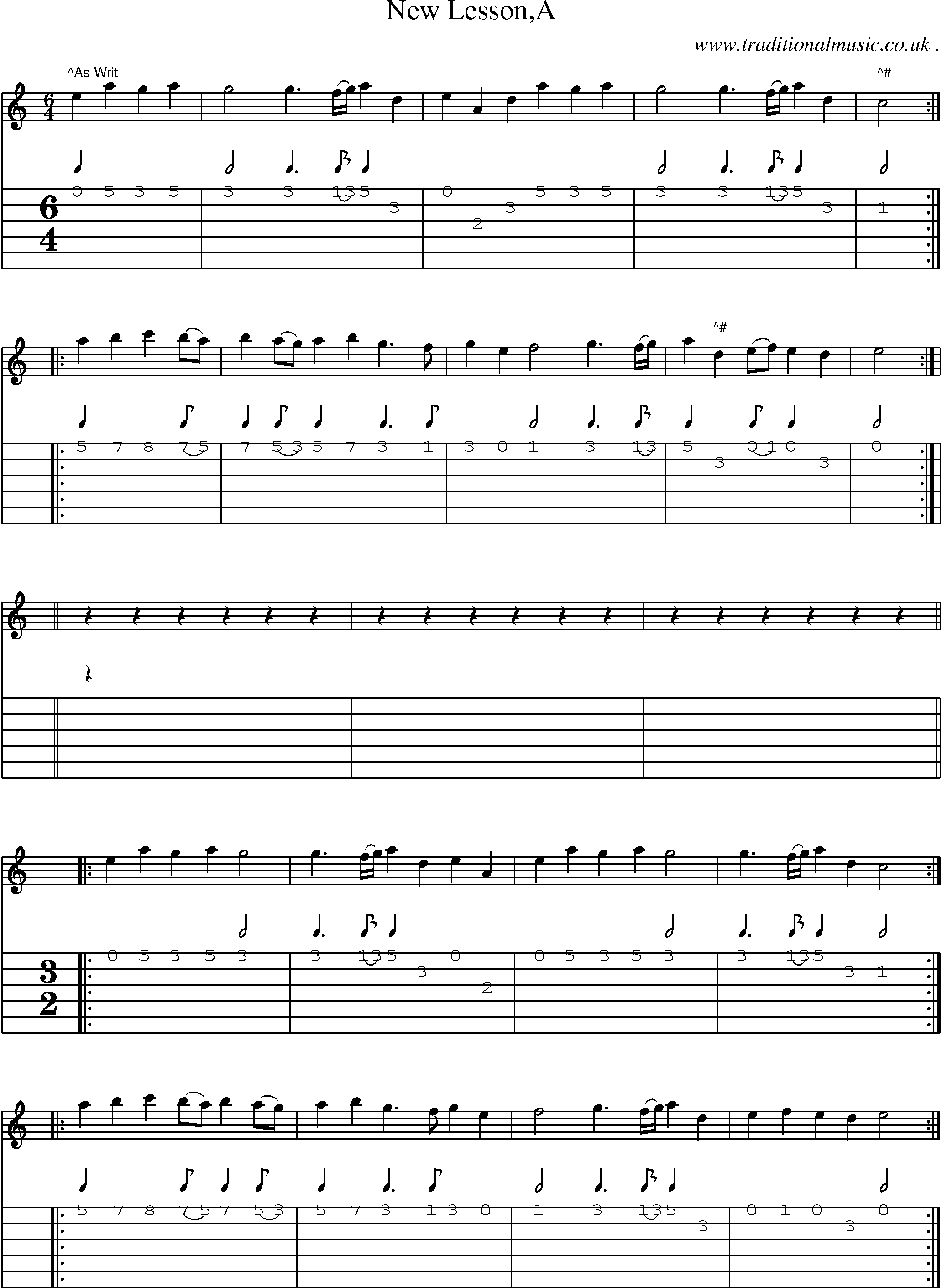 Sheet-Music and Guitar Tabs for New Lessona