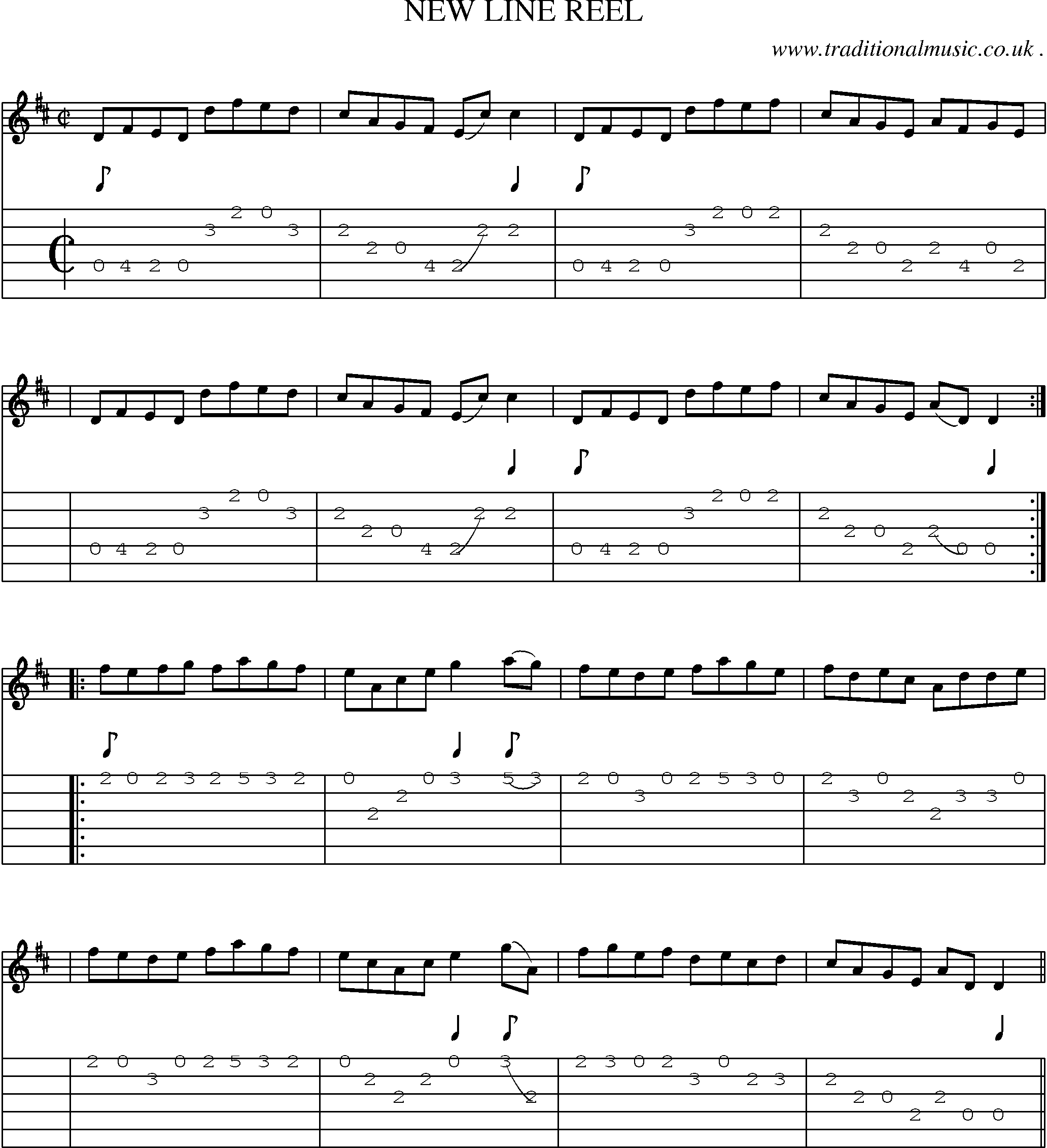 Sheet-Music and Guitar Tabs for New Line Reel