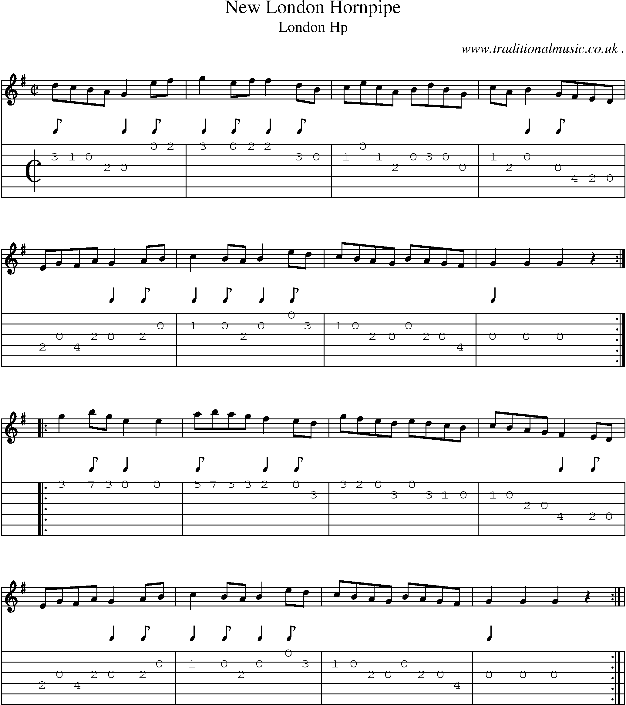 Sheet-Music and Guitar Tabs for New London Hornpipe
