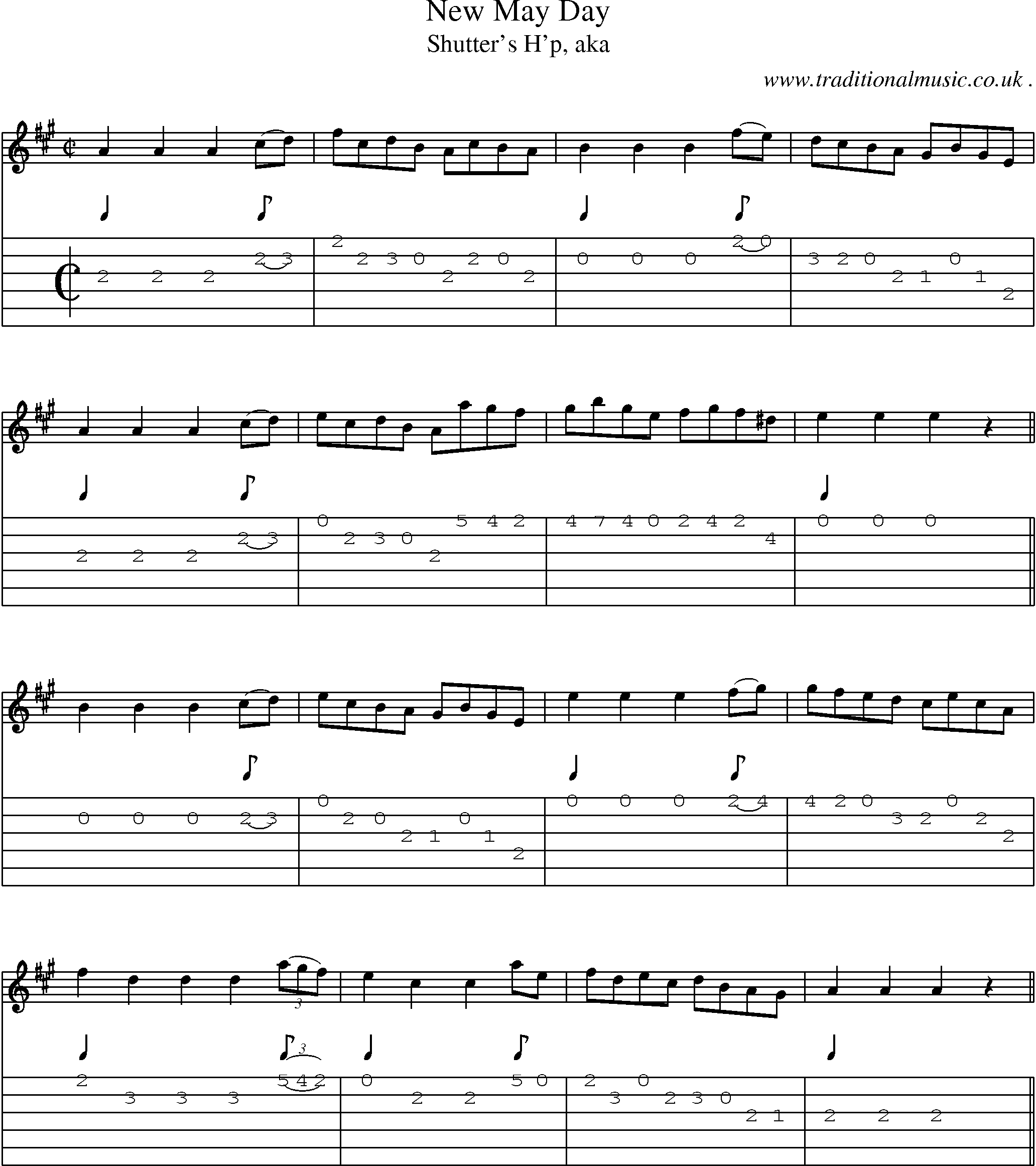 Sheet-Music and Guitar Tabs for New May Day