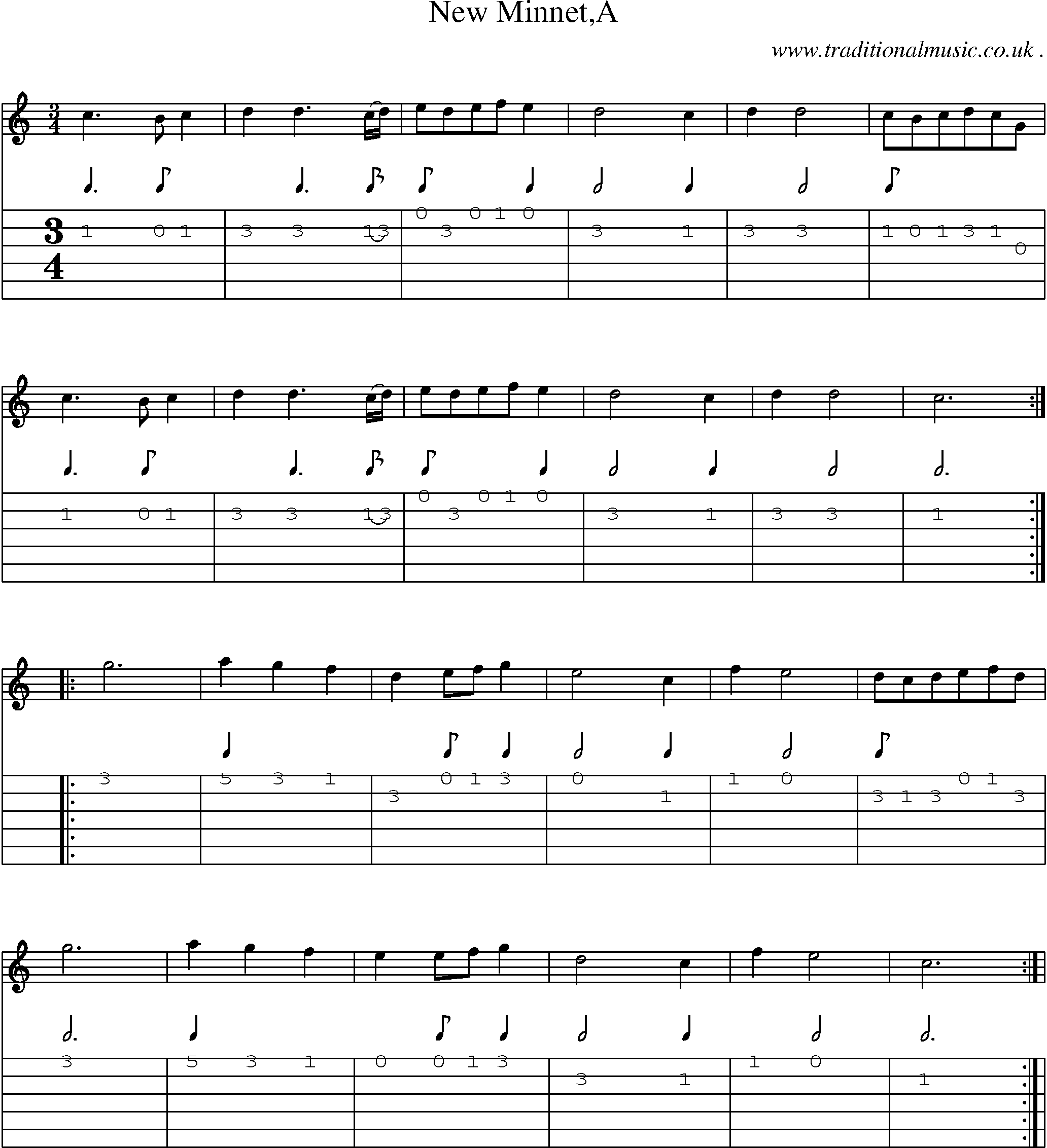 Sheet-Music and Guitar Tabs for New Minneta