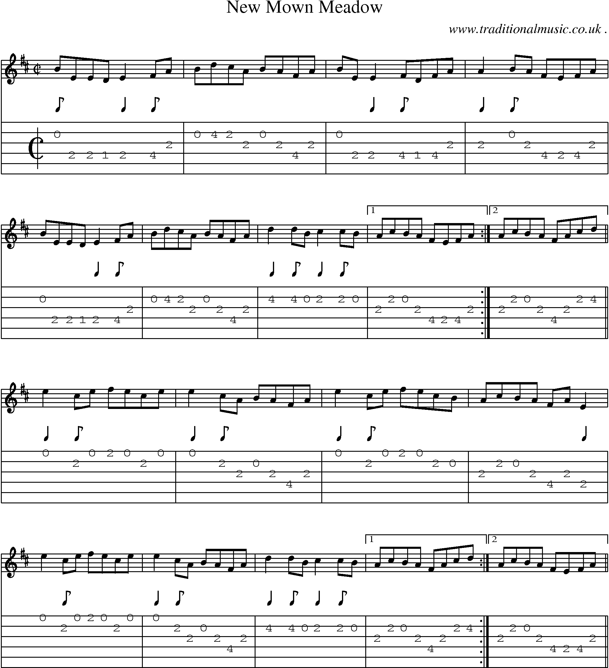 Sheet-Music and Guitar Tabs for New Mown Meadow