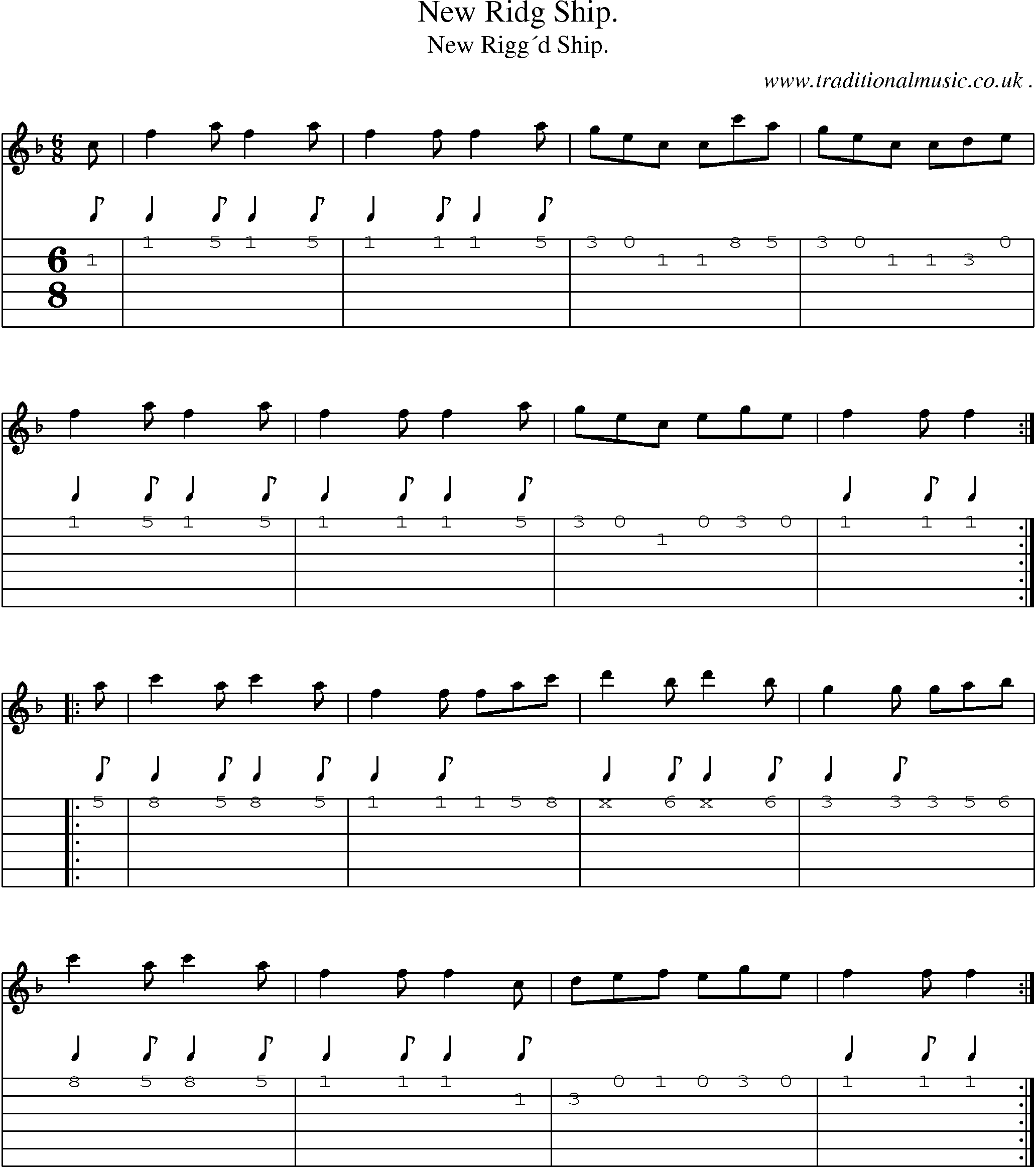 Sheet-Music and Guitar Tabs for New Ridg Ship