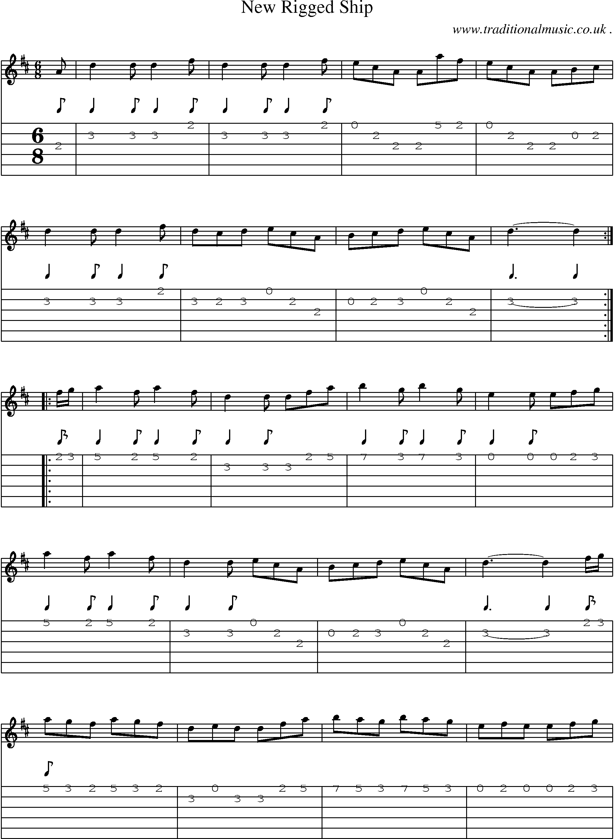 Sheet-Music and Guitar Tabs for New Rigged Ship