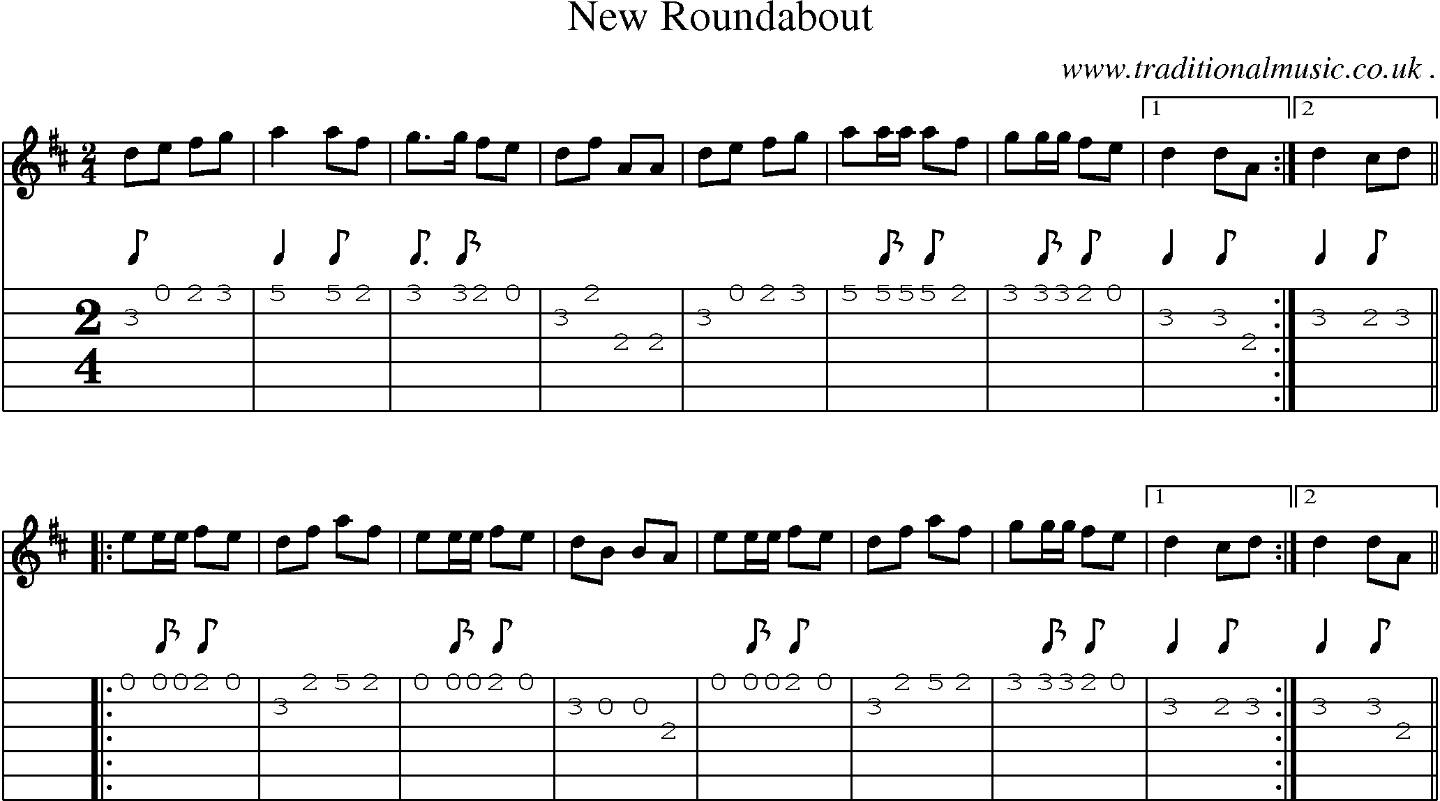 Sheet-Music and Guitar Tabs for New Roundabout