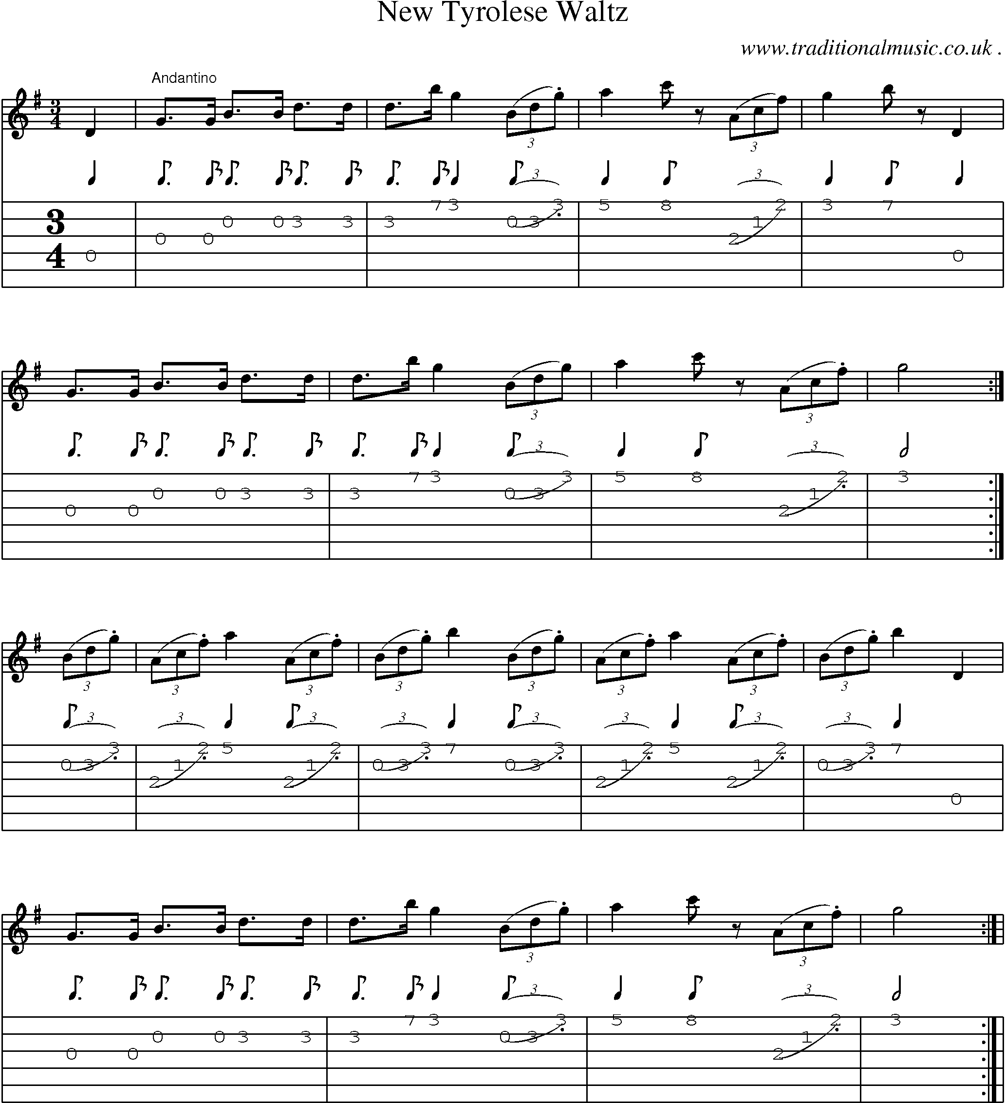 Sheet-Music and Guitar Tabs for New Tyrolese Waltz